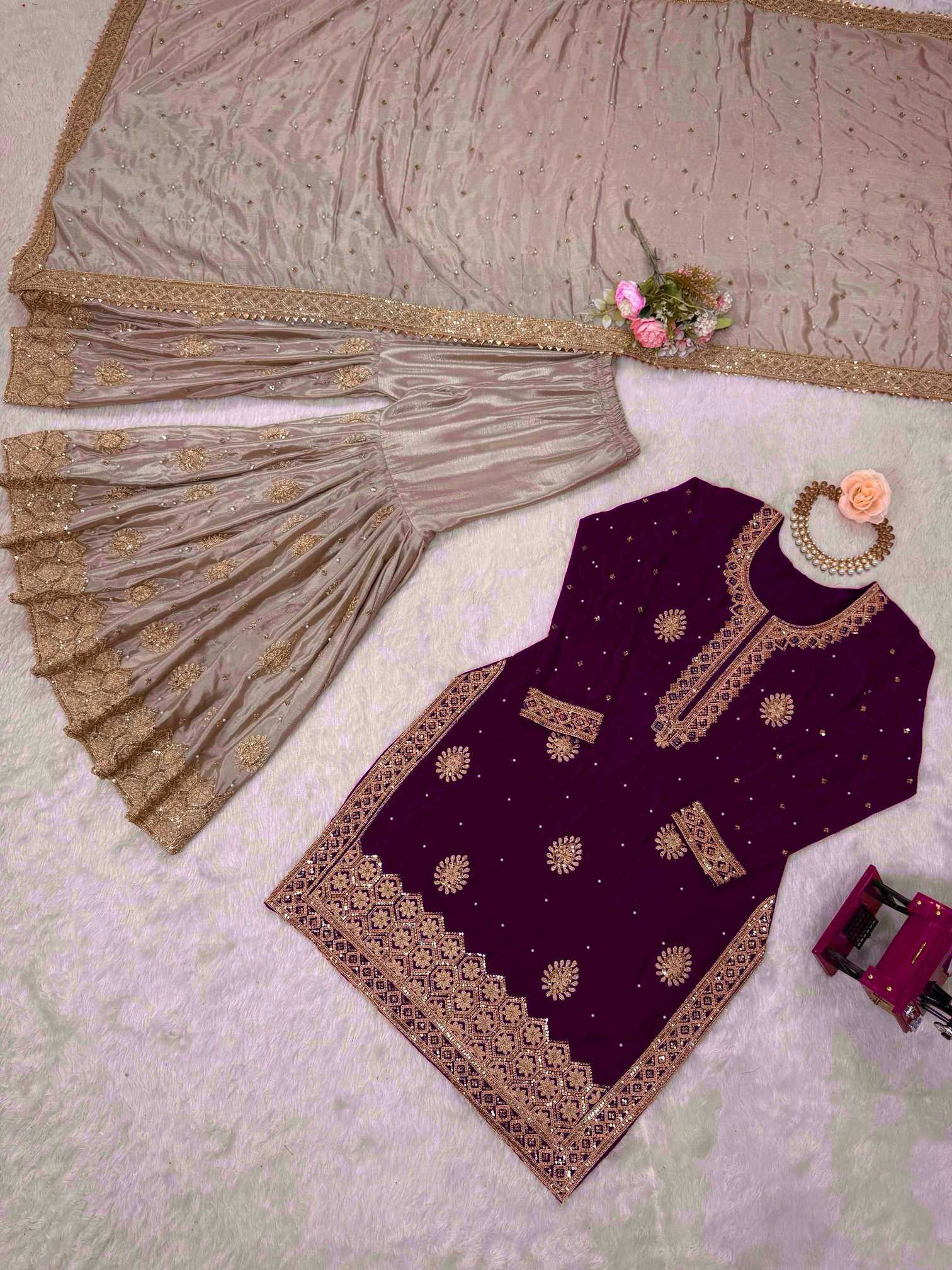 YNF Wholesale Chinon Silk Sharara Salwar Suits  | Surat Manufacturer