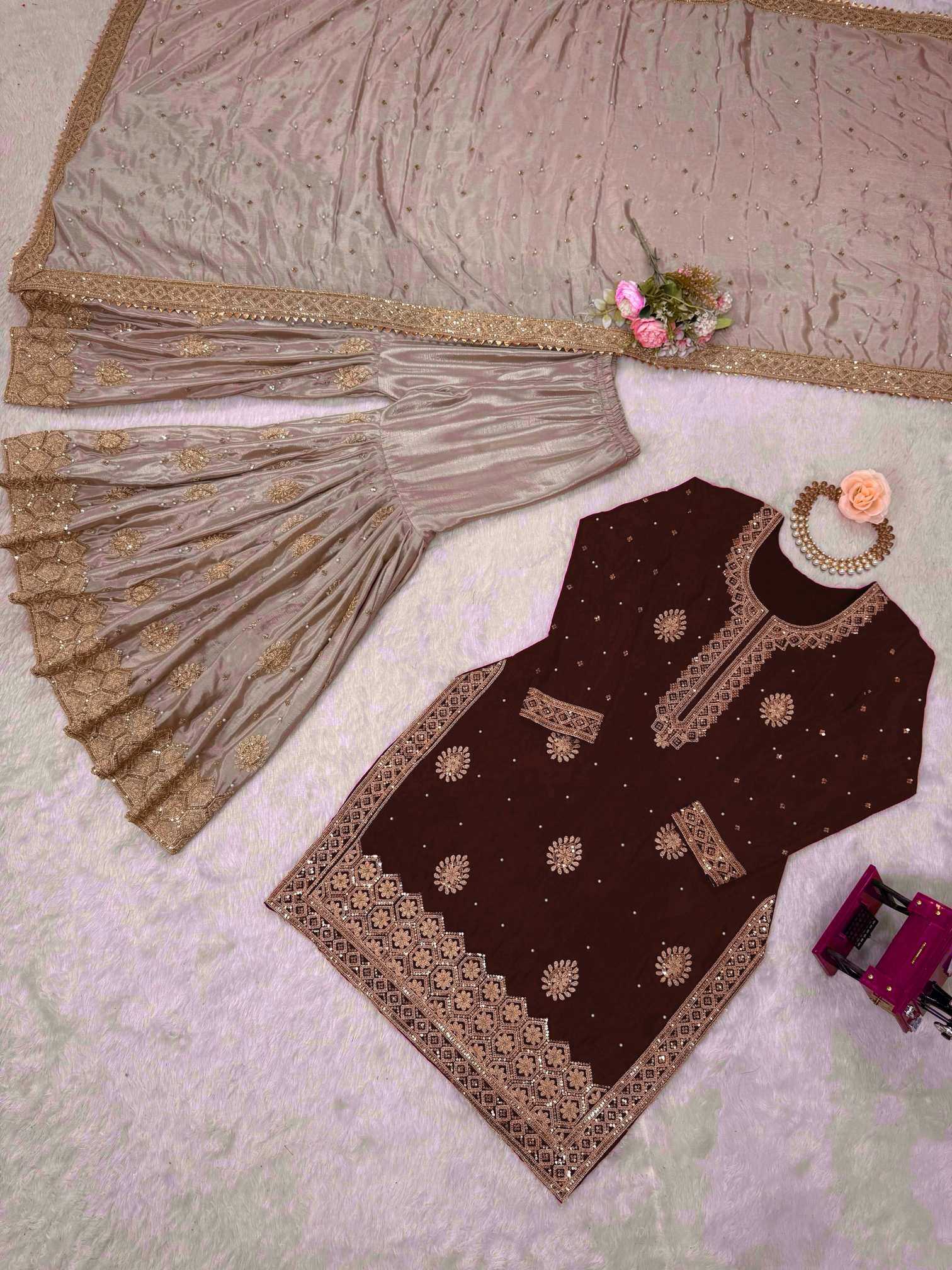 YNF Wholesale Chinon Silk Sharara Salwar Suits  | Surat Manufacturer