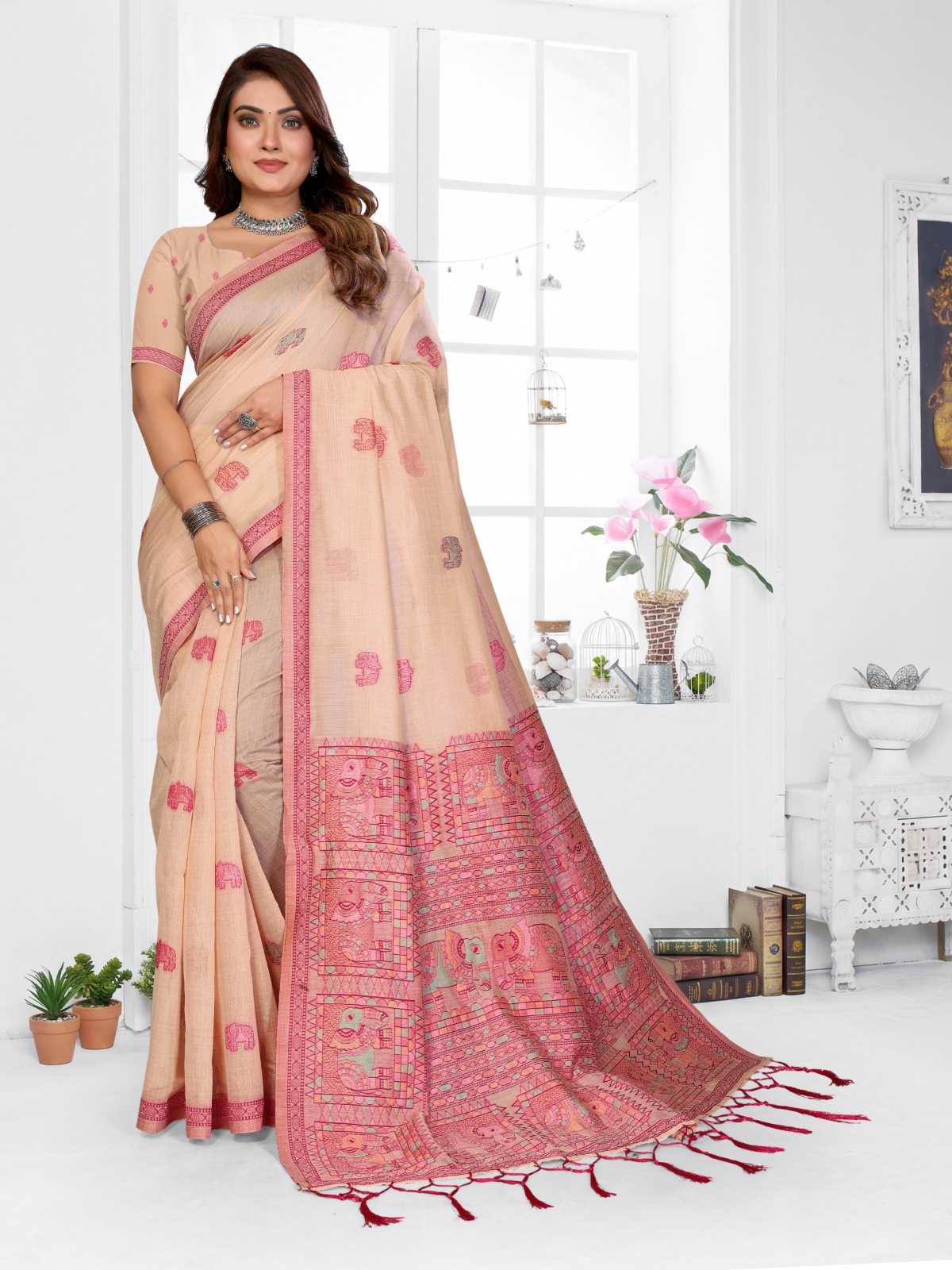 YNF Wholesale Cotton Jacquard Saree RIN144 Suman | Surat Manufacturer