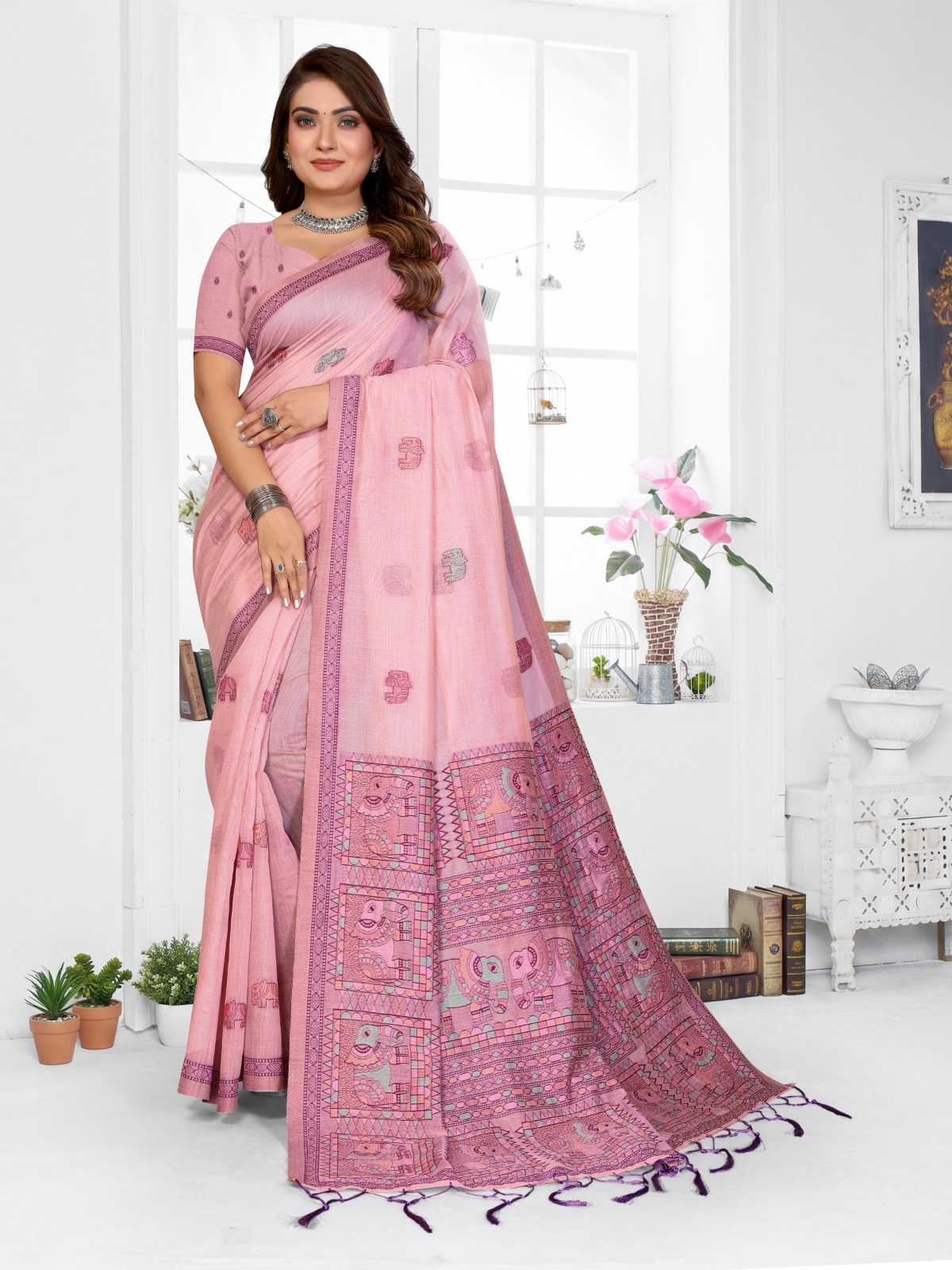 YNF Wholesale Cotton Jacquard Saree RIN144 Suman | Surat Manufacturer