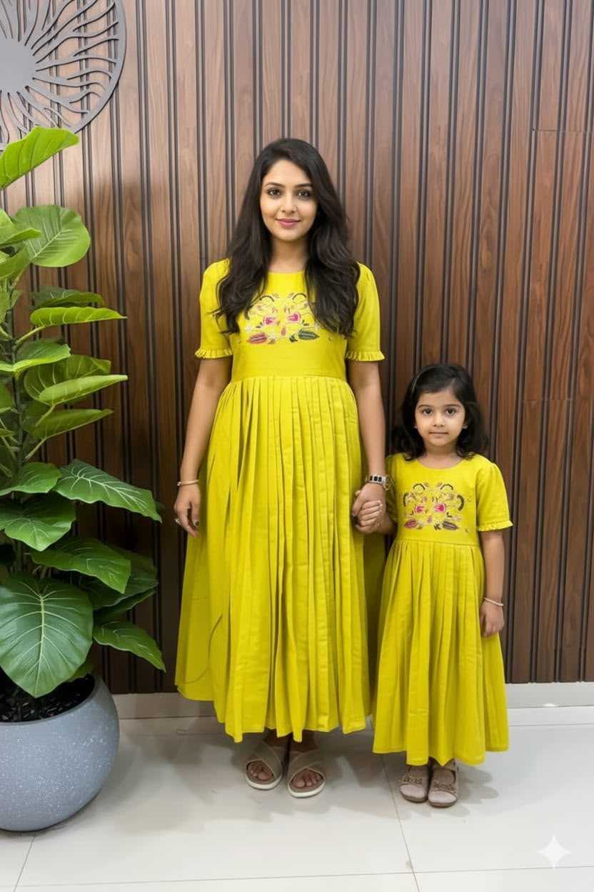 YNF Wholesale Soft Cotton Silk Mother Daughter Matching Gowns  | Surat Manufacturer