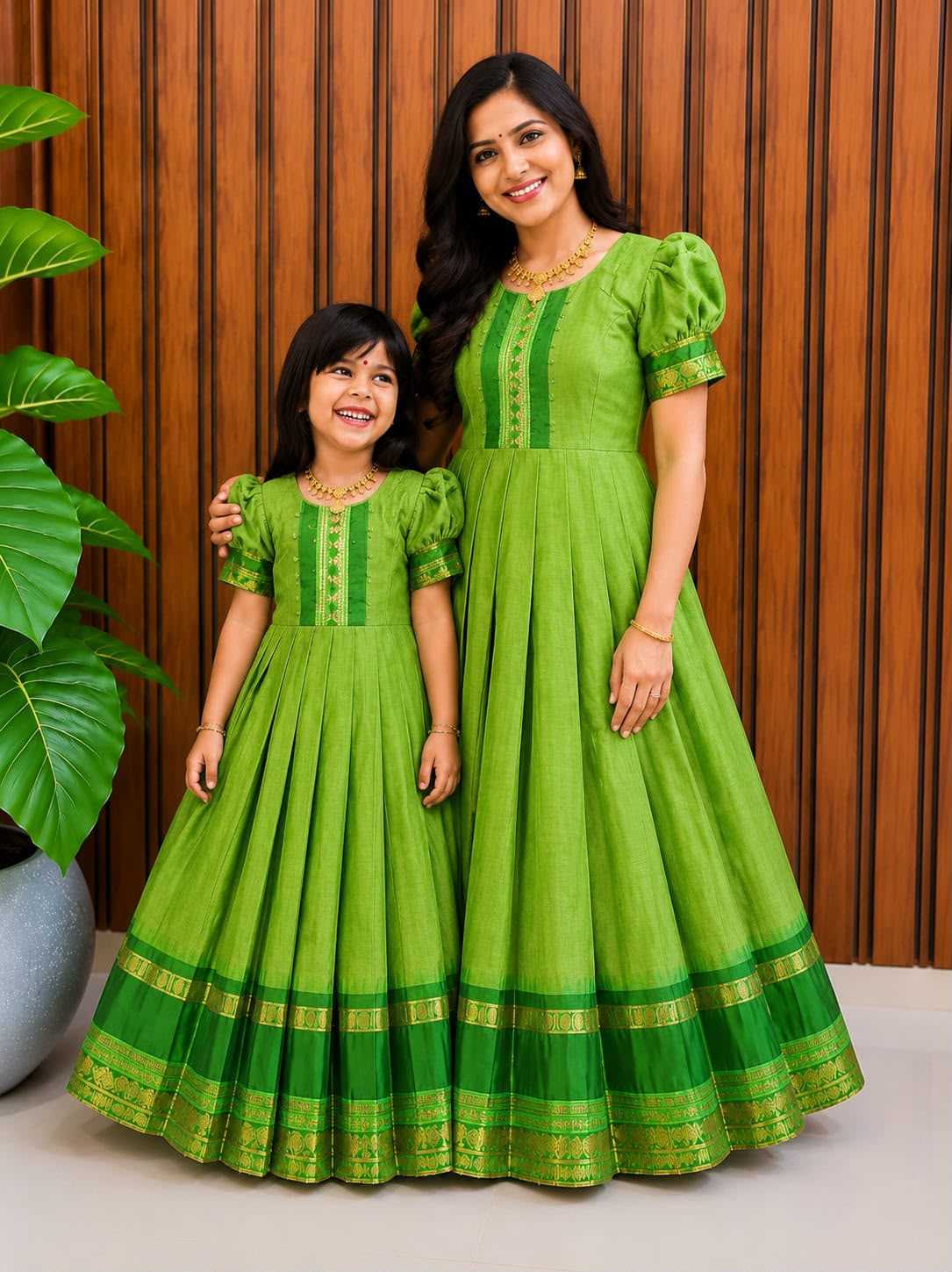 YNF Wholesale Soft Cotton Silk Mother Daughter Matching Gowns  | Surat Manufacturer