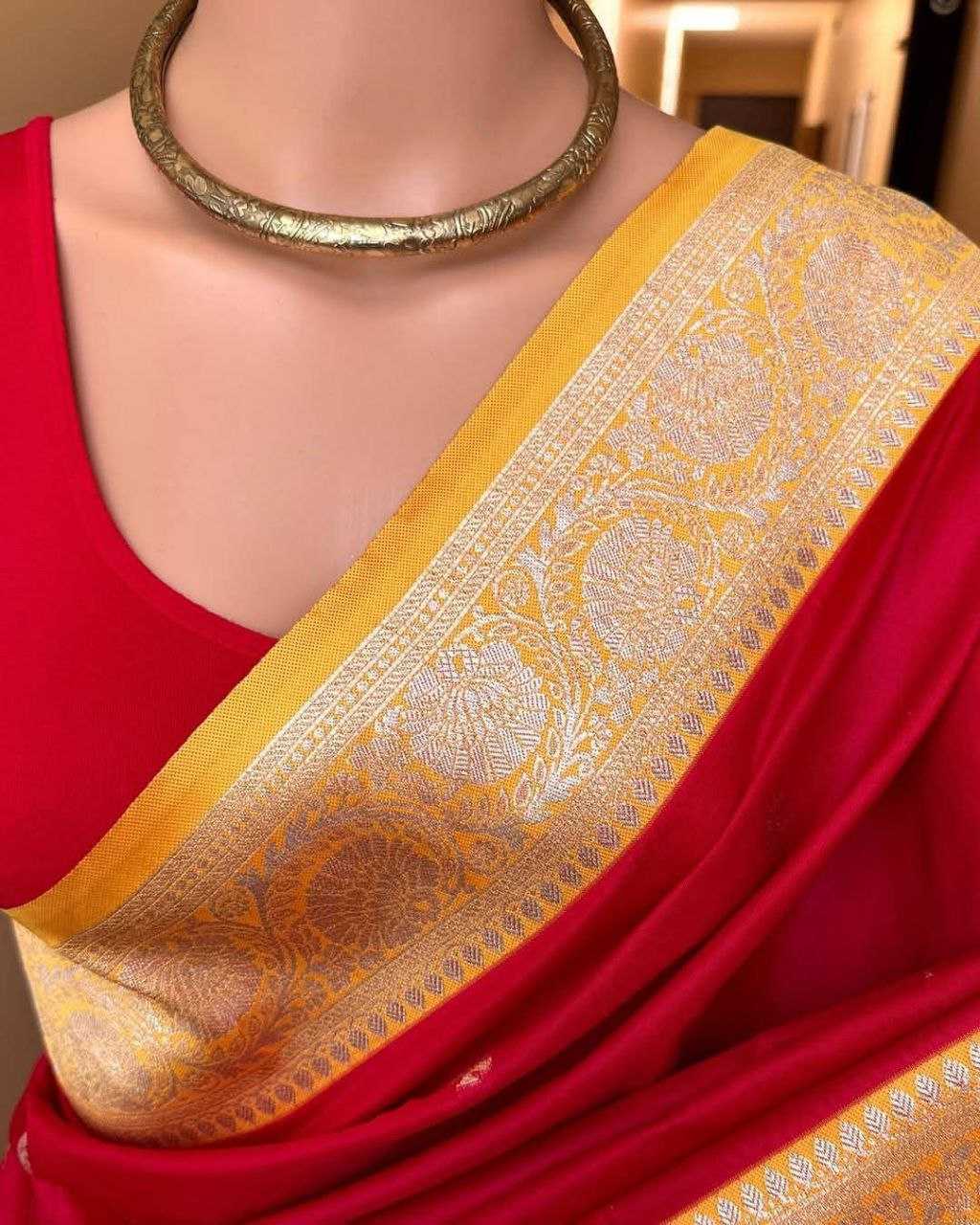 YNF Wholesale Banarasi Soft Silk Zari Border Sarees RIN211 Theja-Vol-1 | Surat Manufacturer