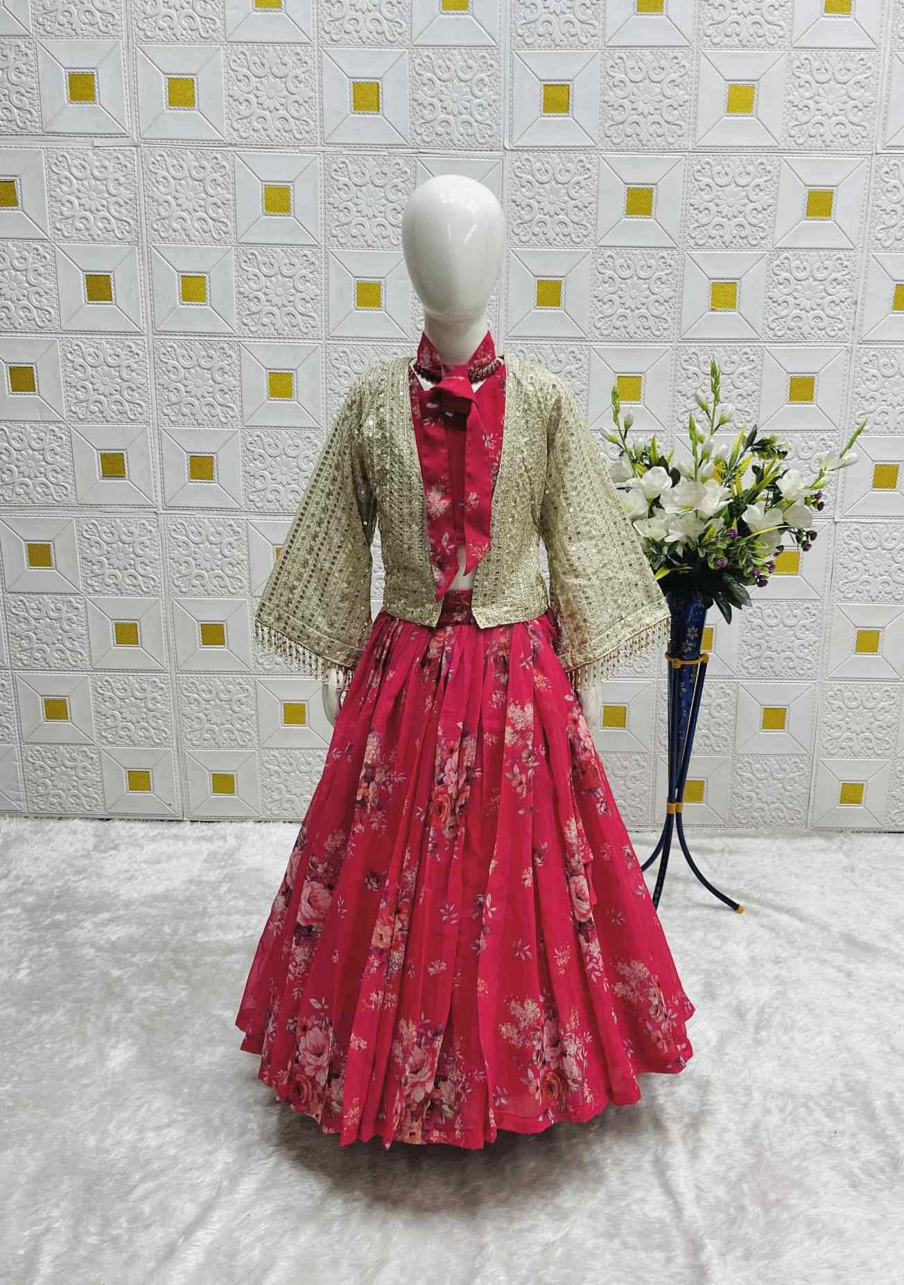 YNF Wholesale Chinon Silk Kids Lehenga  | Surat Manufacturer