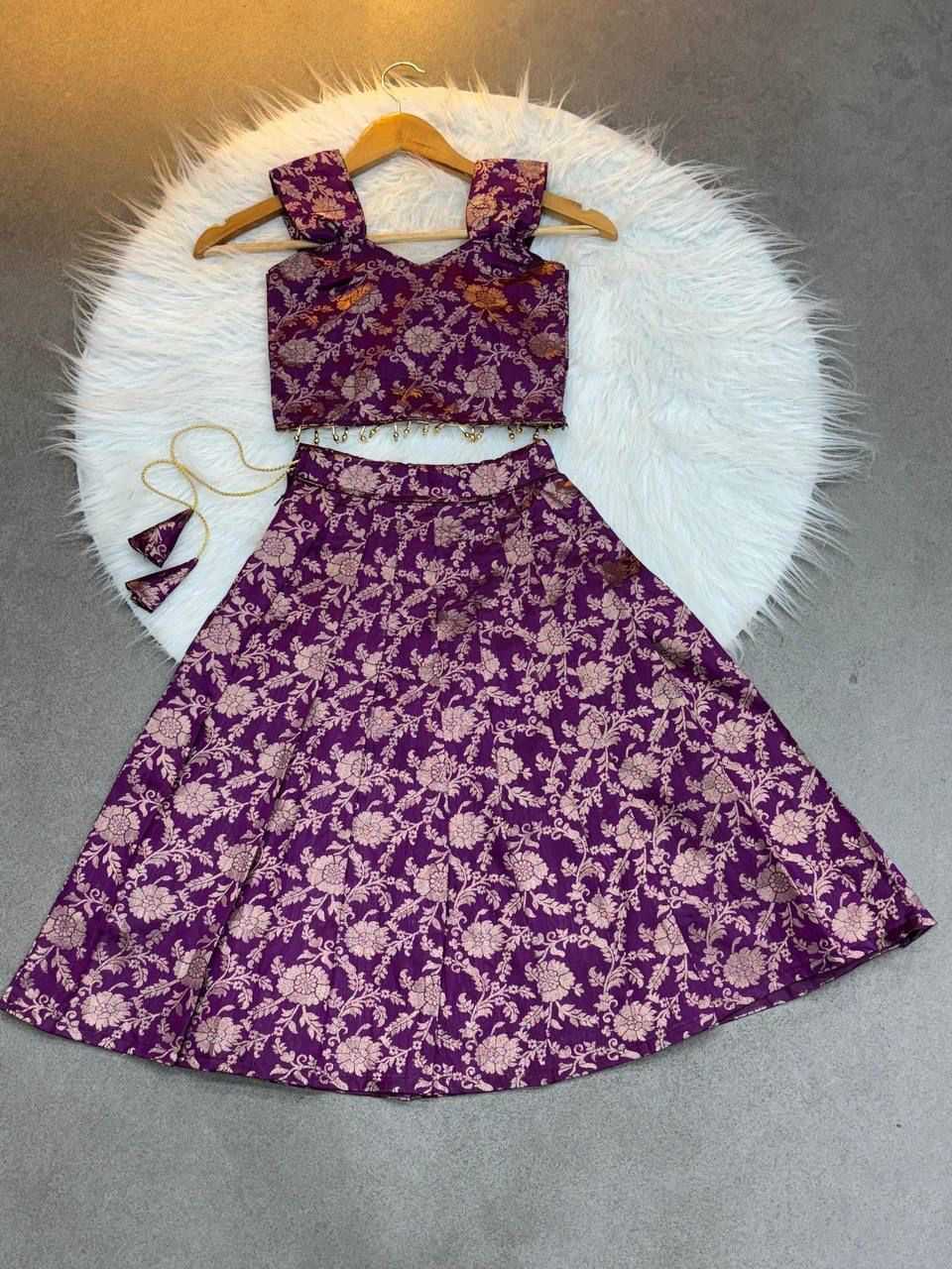 YNF Wholesale Banarasi Soft Silk Kids Lehenga RIN235 Mahika | Surat Manufacturer