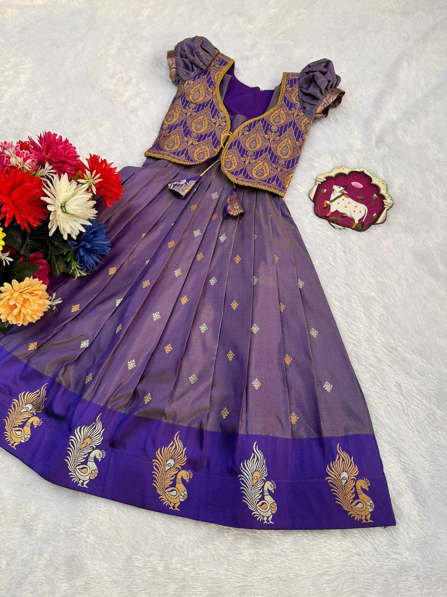 YNF Wholesale Banarasi Jacquard Kids Gown  | Surat Manufacturer