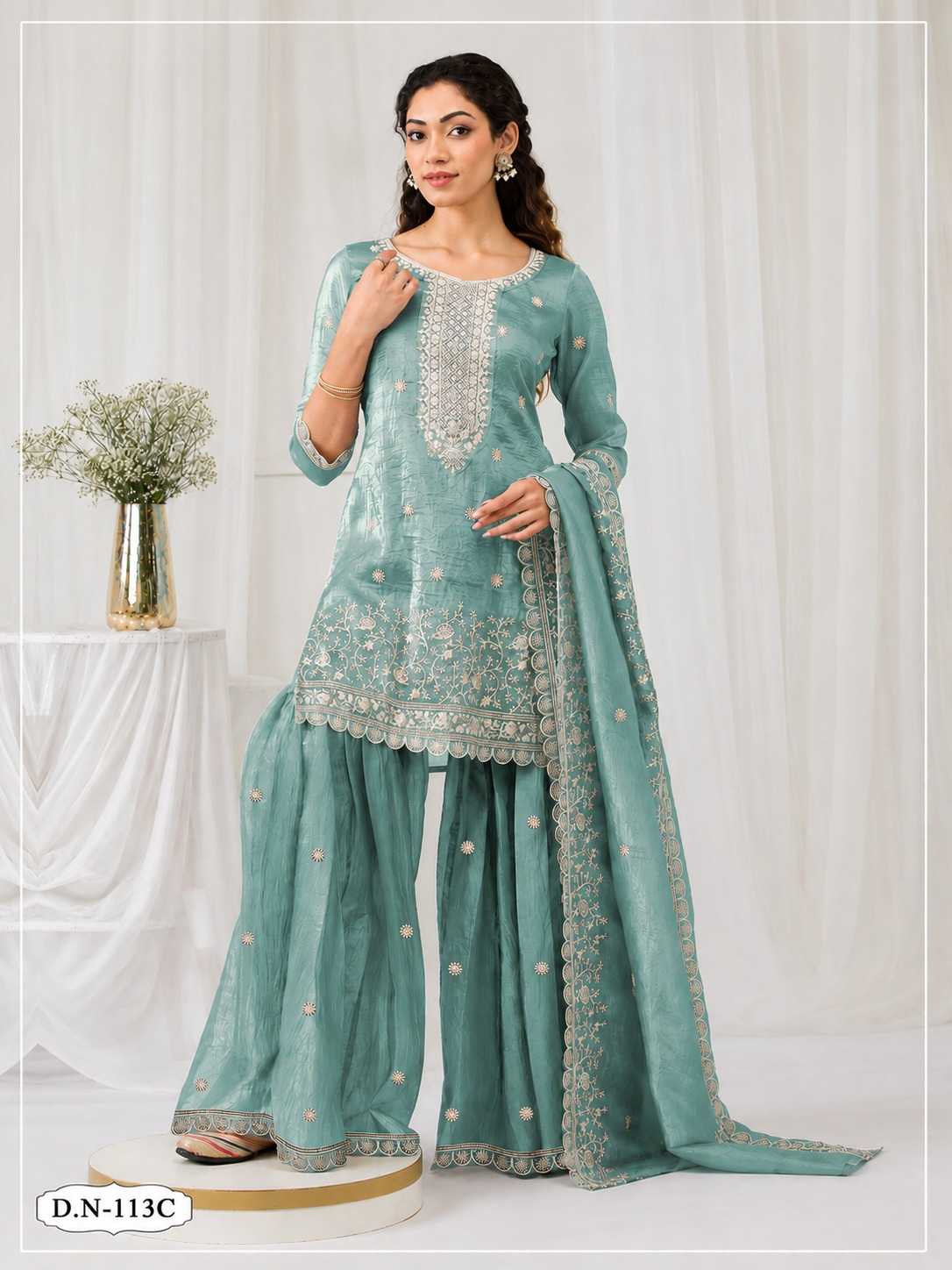 YNF Wholesale Soft Gold Crush Embroidery Suits KESH129 113 | Surat Manufacturer