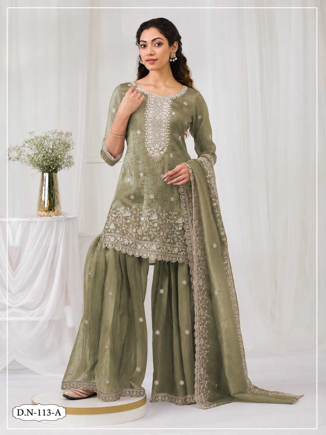 YNF Wholesale Soft Gold Crush Embroidery Suits KESH129 113 | Surat Manufacturer