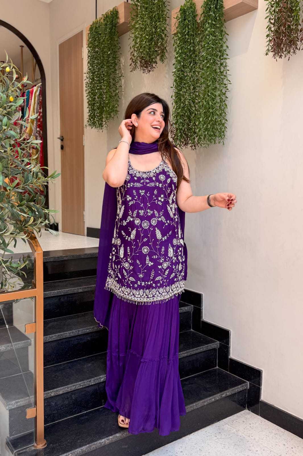 YNF Wholesale Chinon Embroidery Suits KESH129 85 Purple Zari | Surat Manufacturer