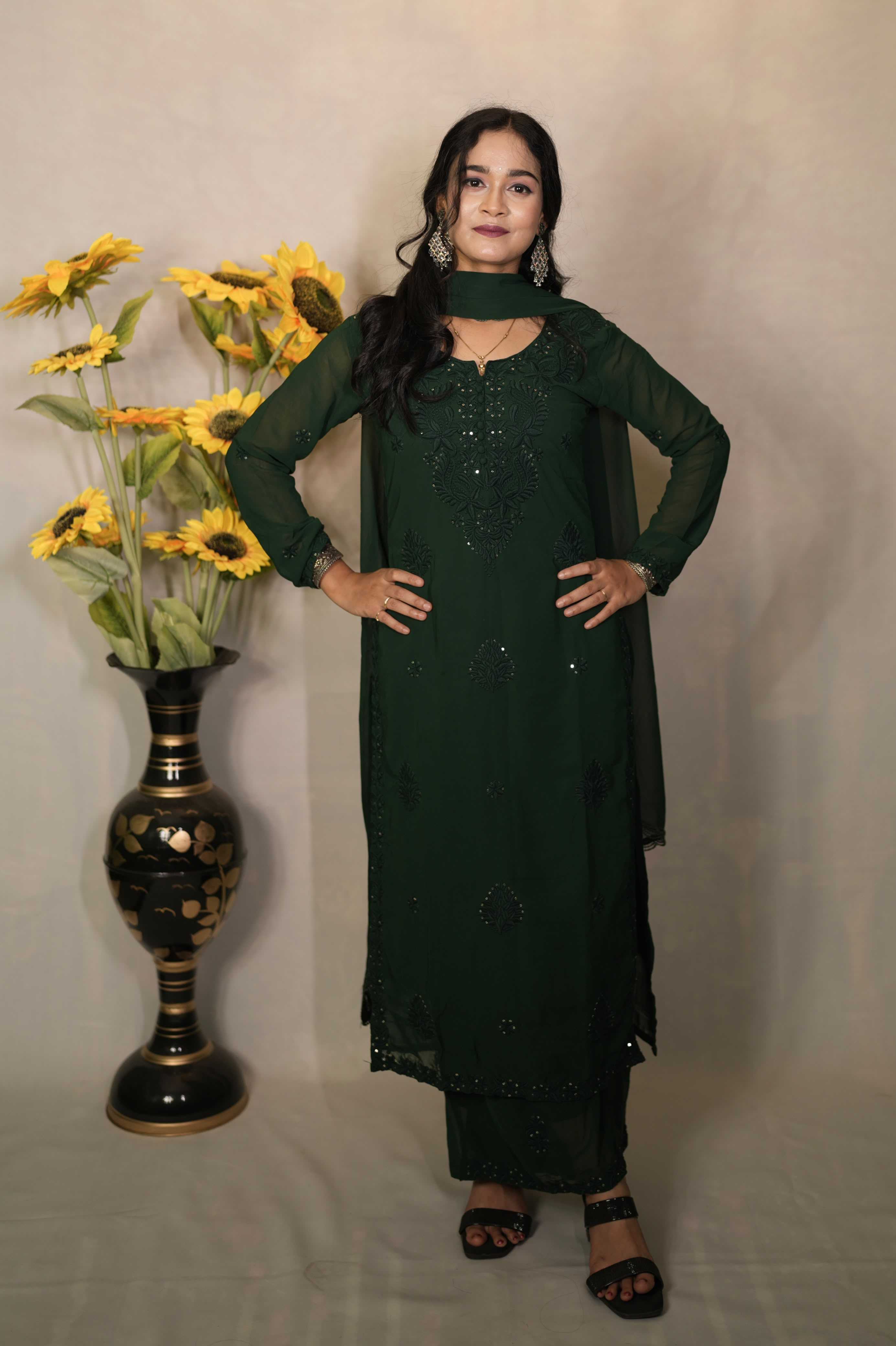 YNF Wholesale Faux Georgette Embroidery Suits KESH155 007 | Surat Manufacturer