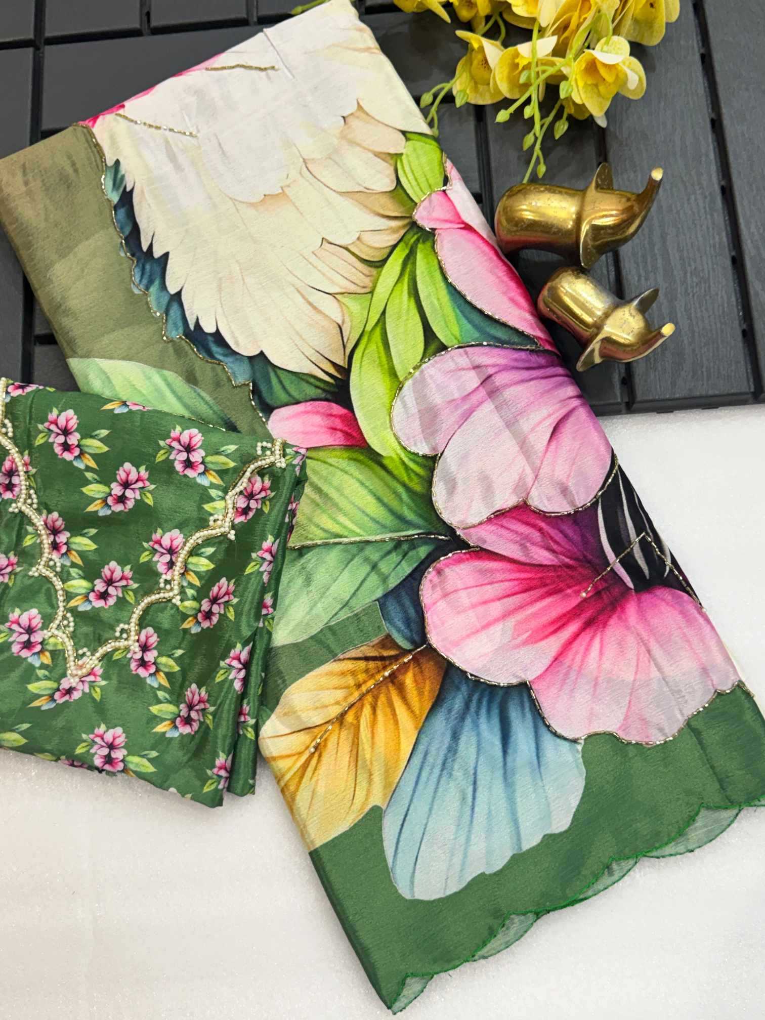 YNF Wholesale Chinon Silk Soft Silk Sarees KESH187 Charul | Surat Manufacturer