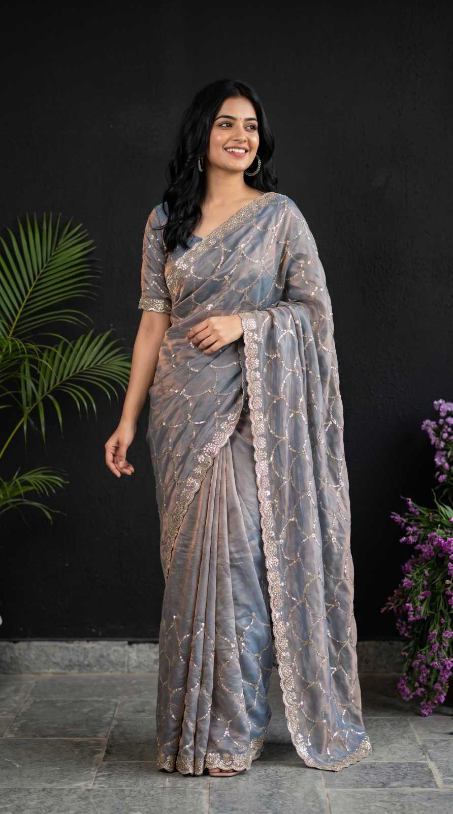 YNF Wholesale Satin Sequence Sarees KESH202 25 | Surat Manufacturer