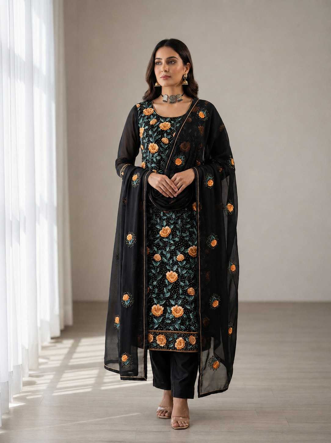 YNF Wholesale Georgette Embroidery Suits KESH448 7054 | Surat Manufacturer