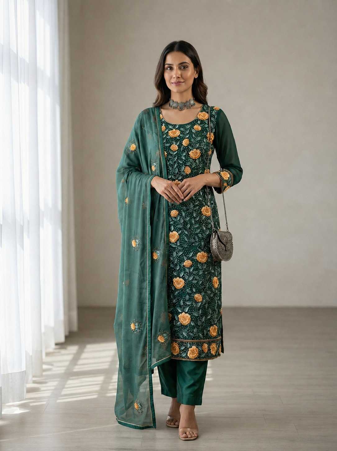 YNF Wholesale Georgette Embroidery Suits KESH448 7054 | Surat Manufacturer