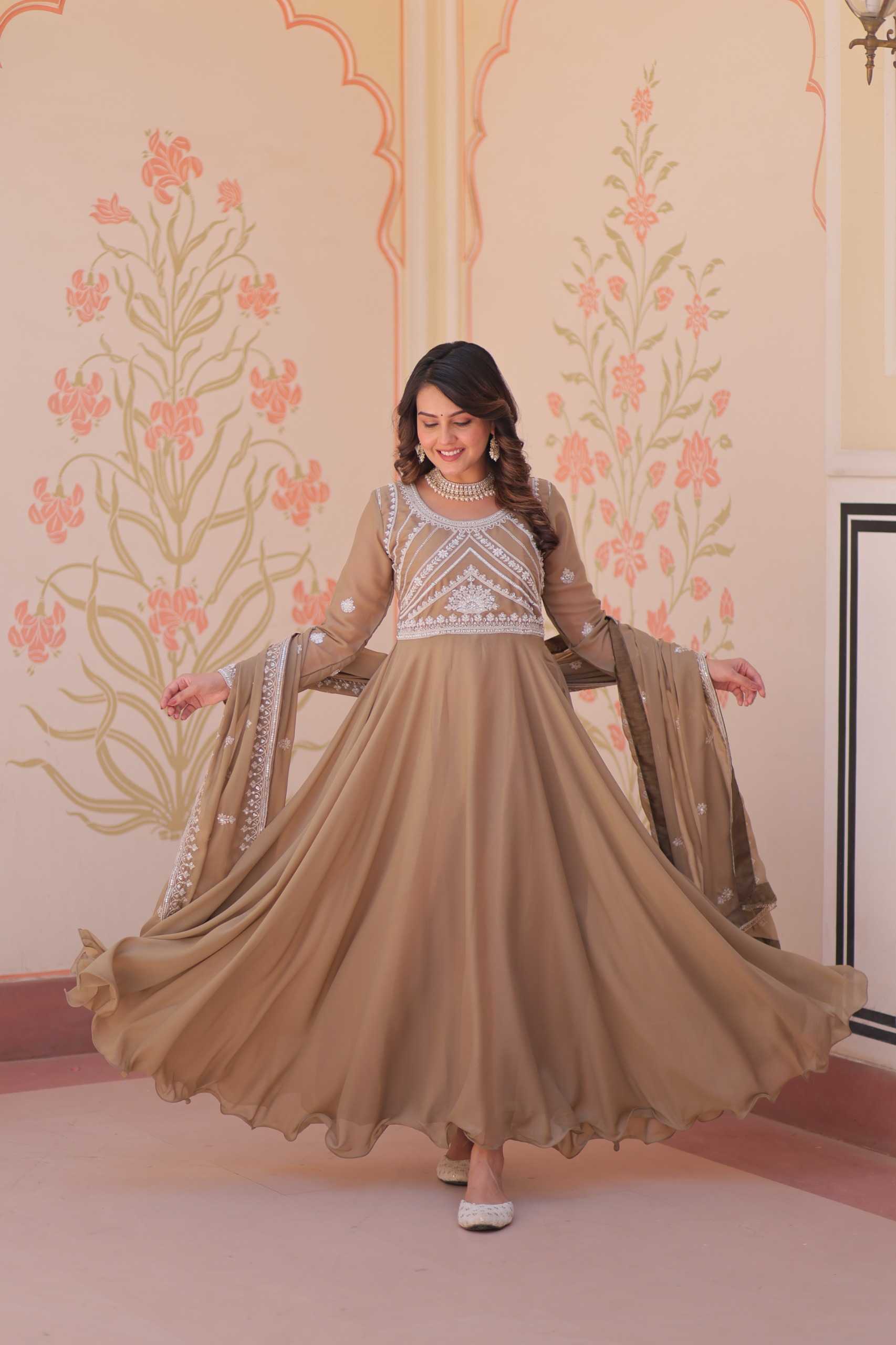 YNF Wholesale Georgette Embroidery Gowns KESH491 9311 | Surat Manufacturer
