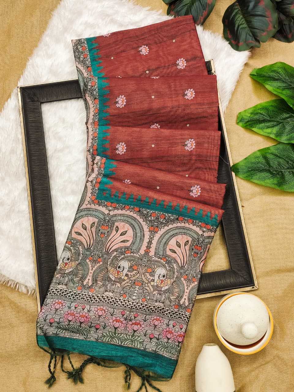 YNF Wholesale Tussar Silk Soft Silk Sarees KESH532 Yogita Lotus 2 | Surat Manufacturer