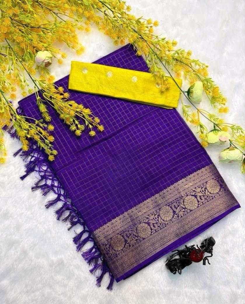 YNF Wholesale Dola Silk Dola Silk Sarees KESH577 PURPLE CHEX | Surat Manufacturer