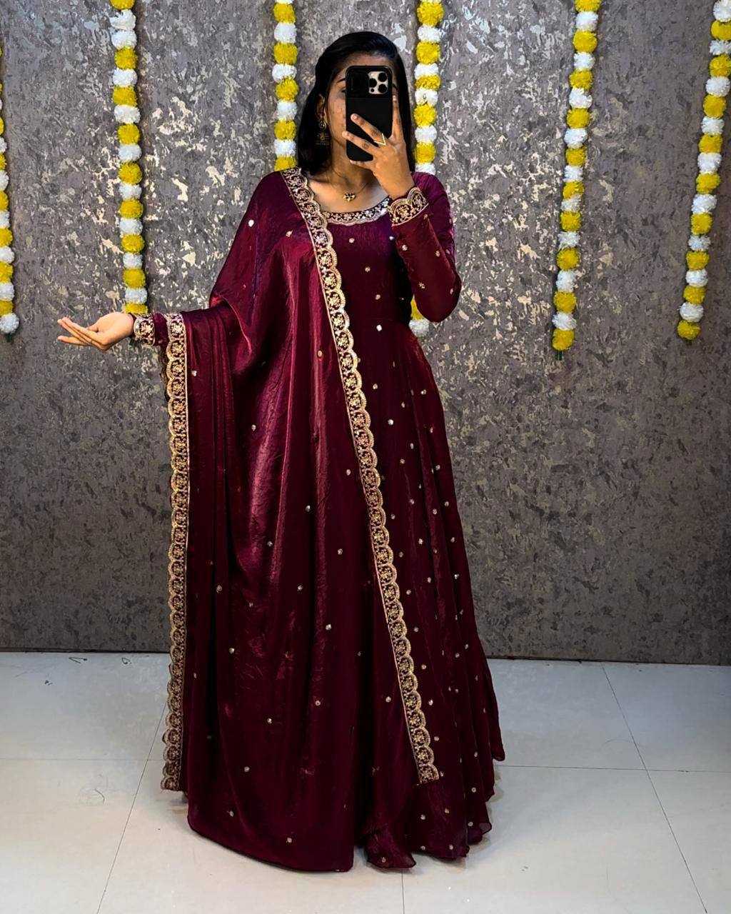 YNF Wholesale Space Silk Embroidery Gowns KESH599 Bakrid | Surat Manufacturer