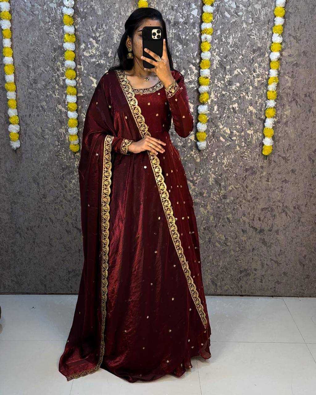 YNF Wholesale Space Silk Embroidery Gowns KESH599 Bakrid | Surat Manufacturer