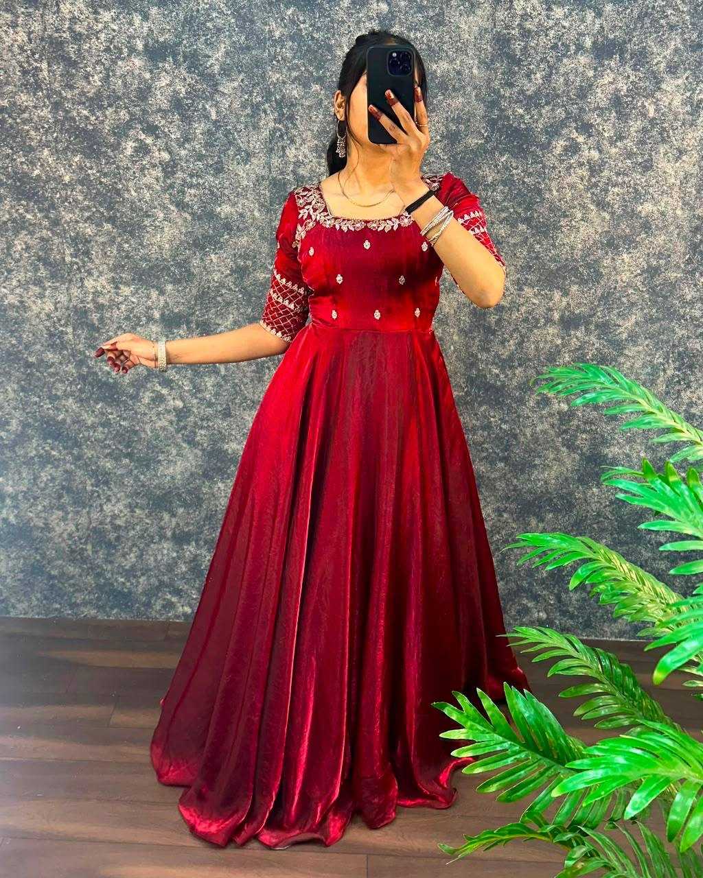 YNF Wholesale Satin Embroidery Gowns KESH599 Gargeyi | Surat Manufacturer