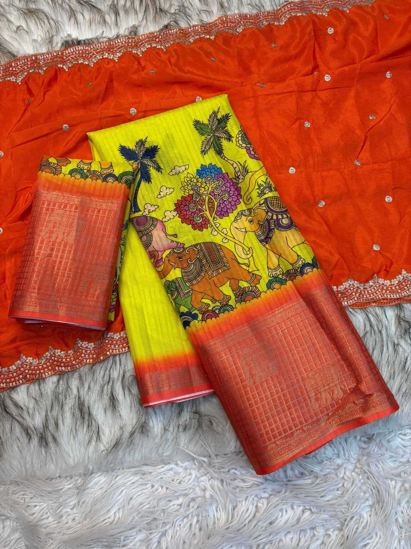 YNF Wholesale Tussar Silk Printed Sarees KESH637 Damayanti | Surat Manufacturer