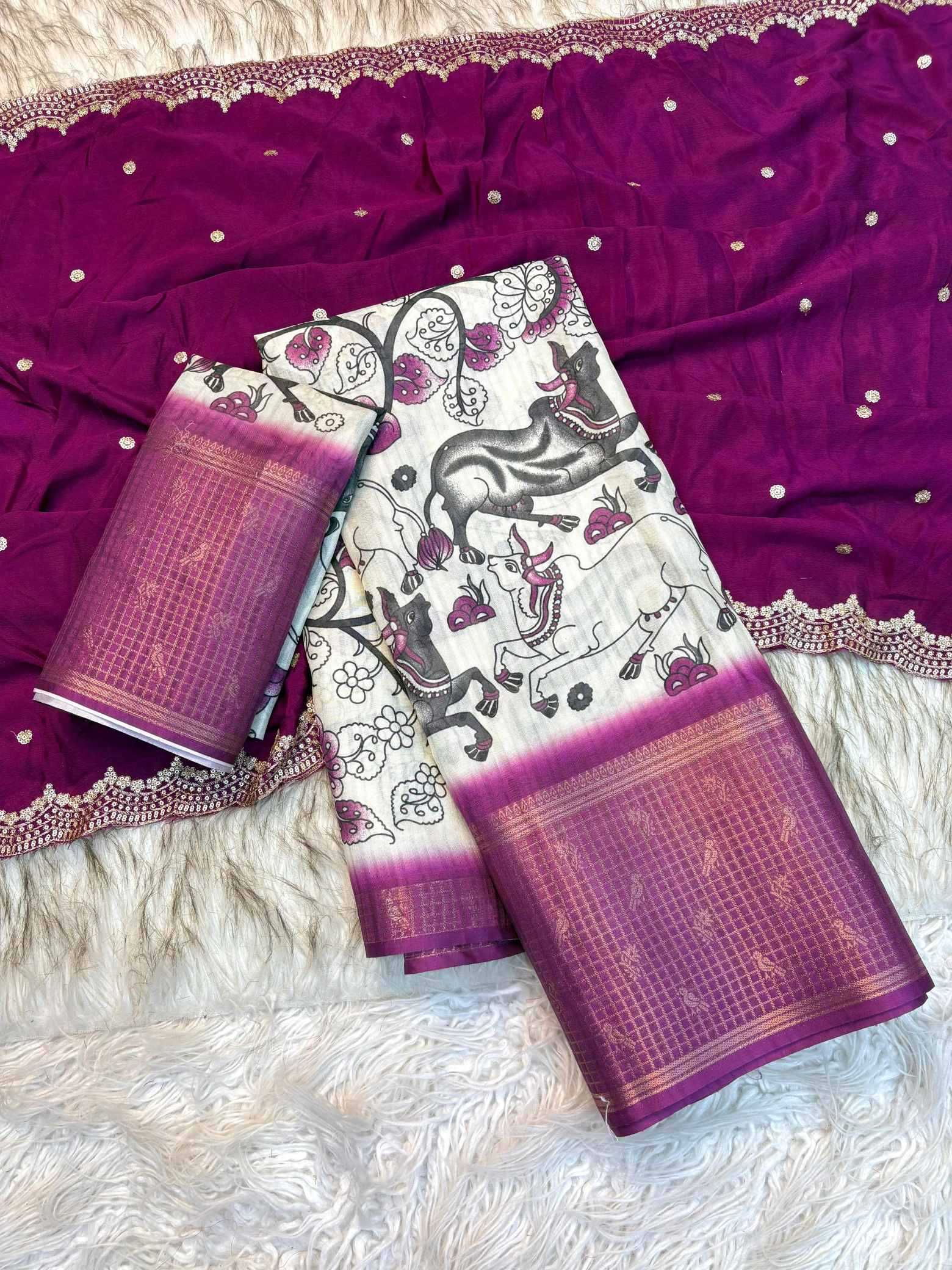 YNF Wholesale Tussar Silk Printed Sarees KESH637 Damayanti | Surat Manufacturer
