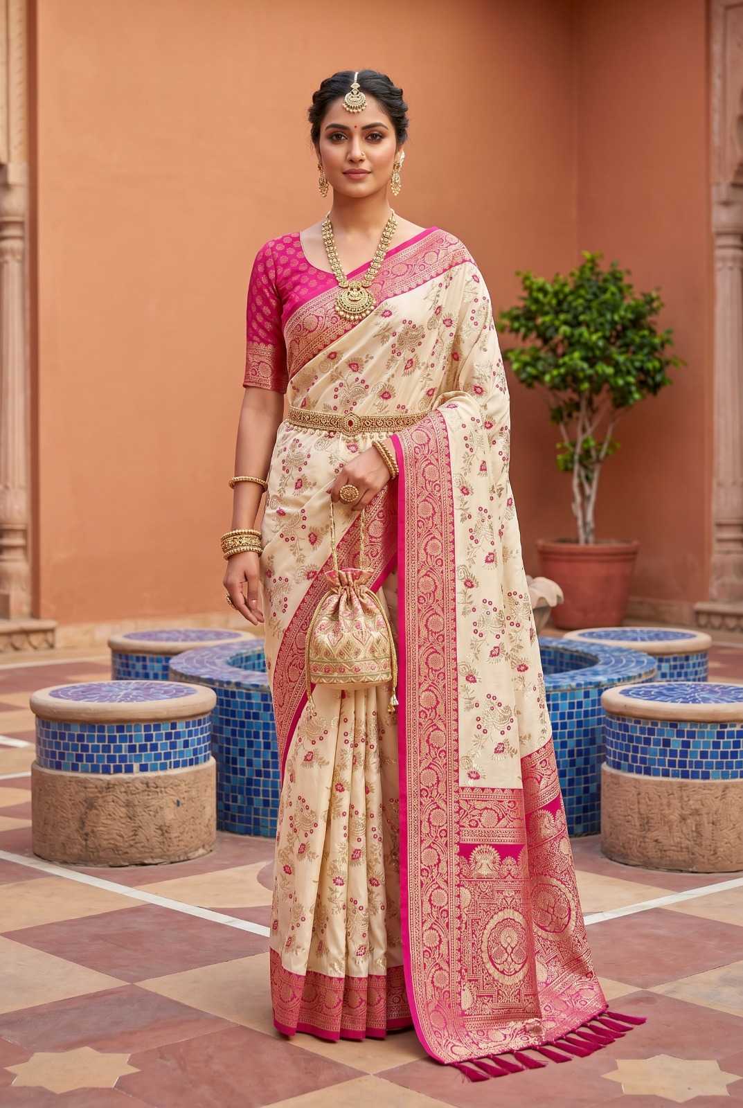 YNF Wholesale Banarasi Soft Silk Zari Border Sarees KESH700 Radhika | Surat Manufacturer