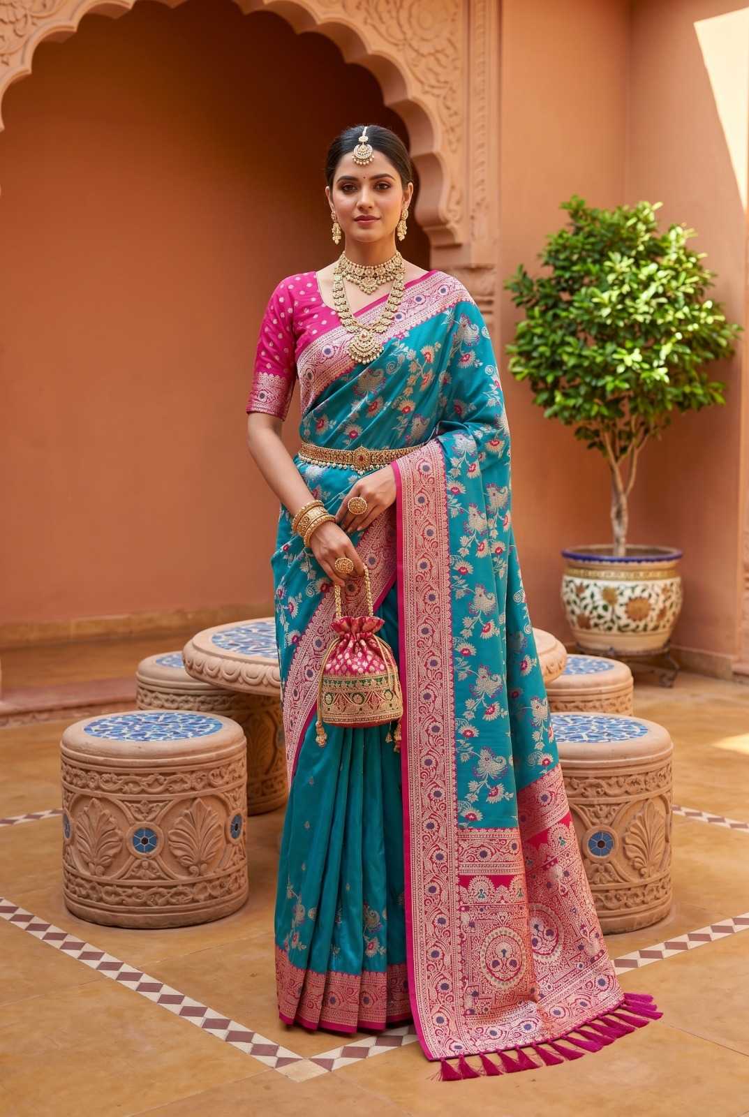 YNF Wholesale Banarasi Soft Silk Zari Border Sarees KESH700 Radhika | Surat Manufacturer