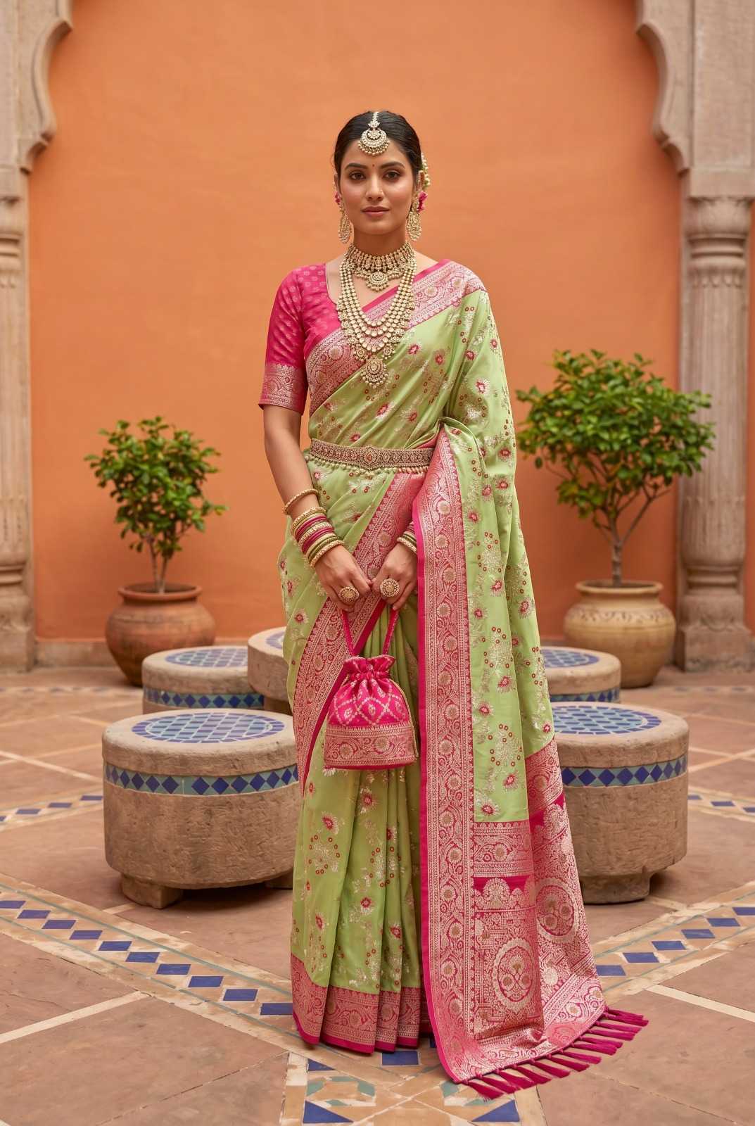 YNF Wholesale Banarasi Soft Silk Zari Border Sarees KESH700 Radhika | Surat Manufacturer
