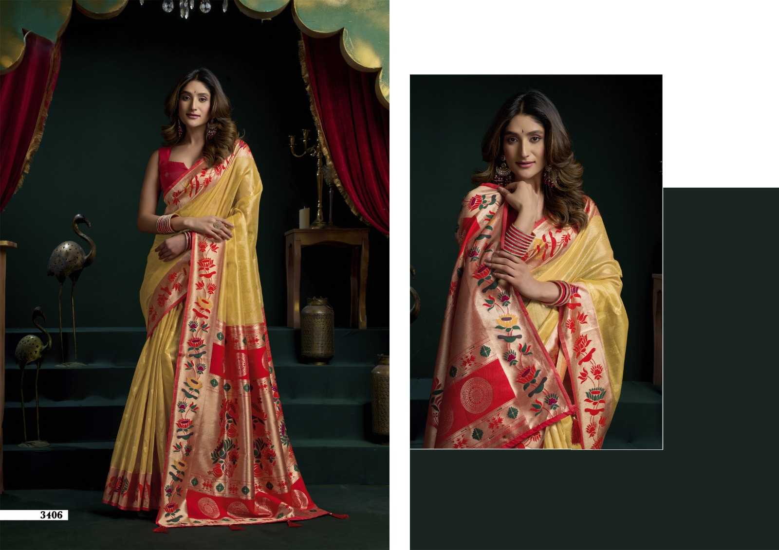 YNF Wholesale Tissue Designer Sarees KESH744 GOBUNI SEERAT | Surat Manufacturer