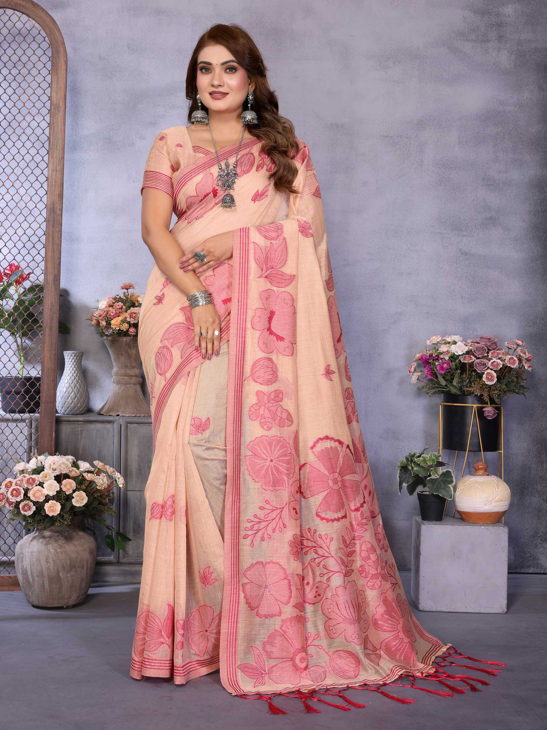 YNF Wholesale Cotton Jacquard Saree RIN144 Juhi | Surat Manufacturer