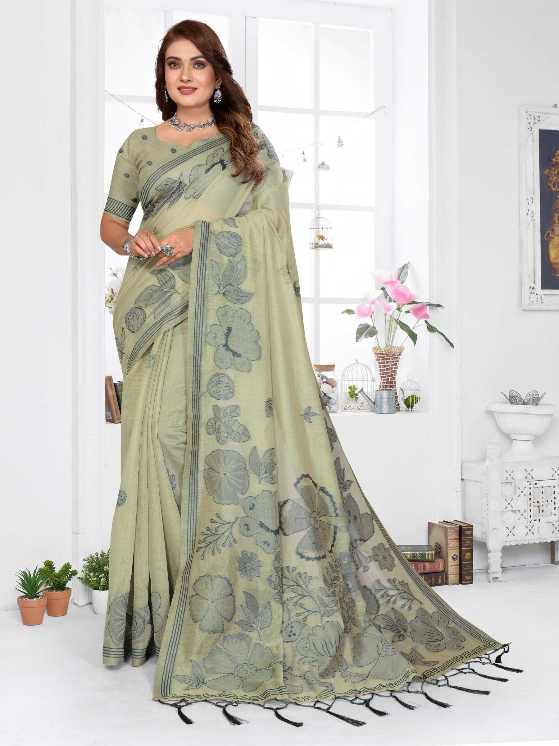 YNF Wholesale Cotton Jacquard Saree RIN144 Juhi | Surat Manufacturer