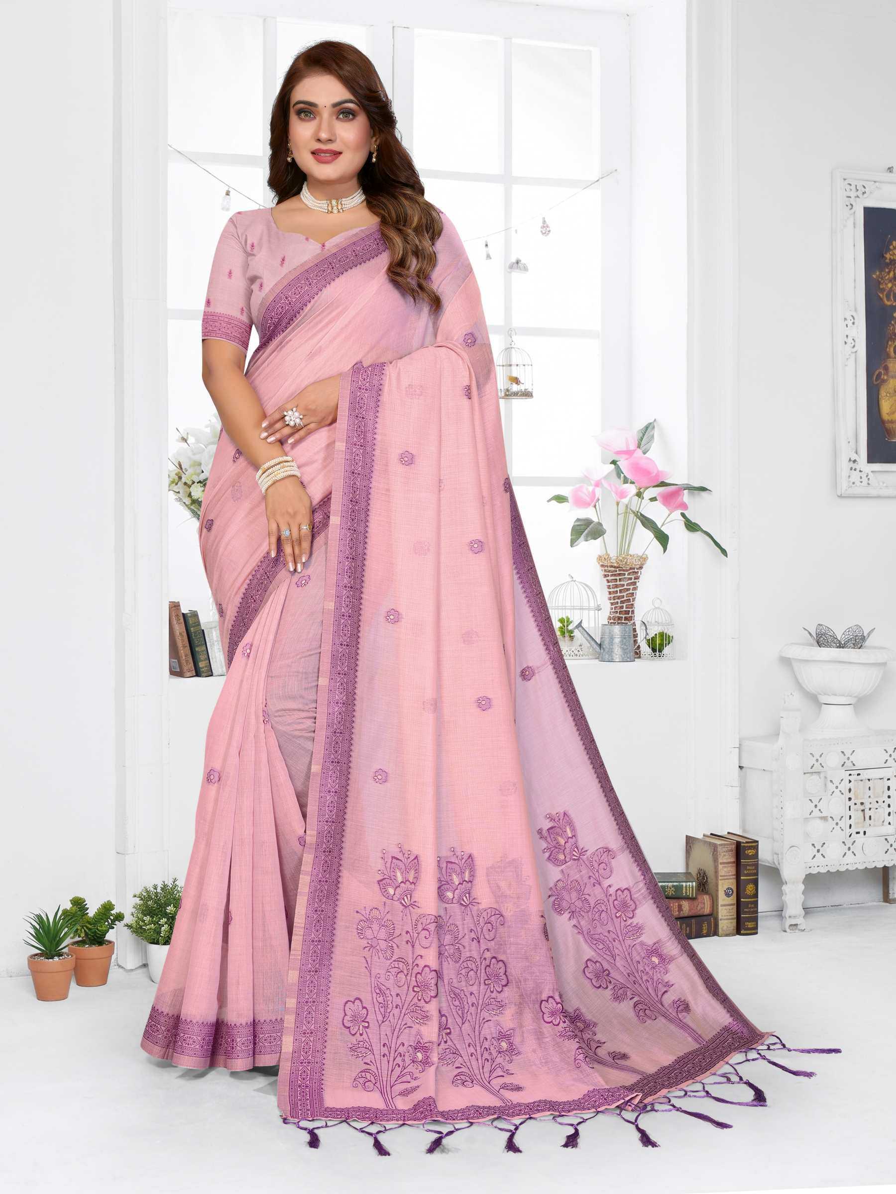 YNF Wholesale Cotton Jacquard Saree RIN144 Parmeshwari | Surat Manufacturer