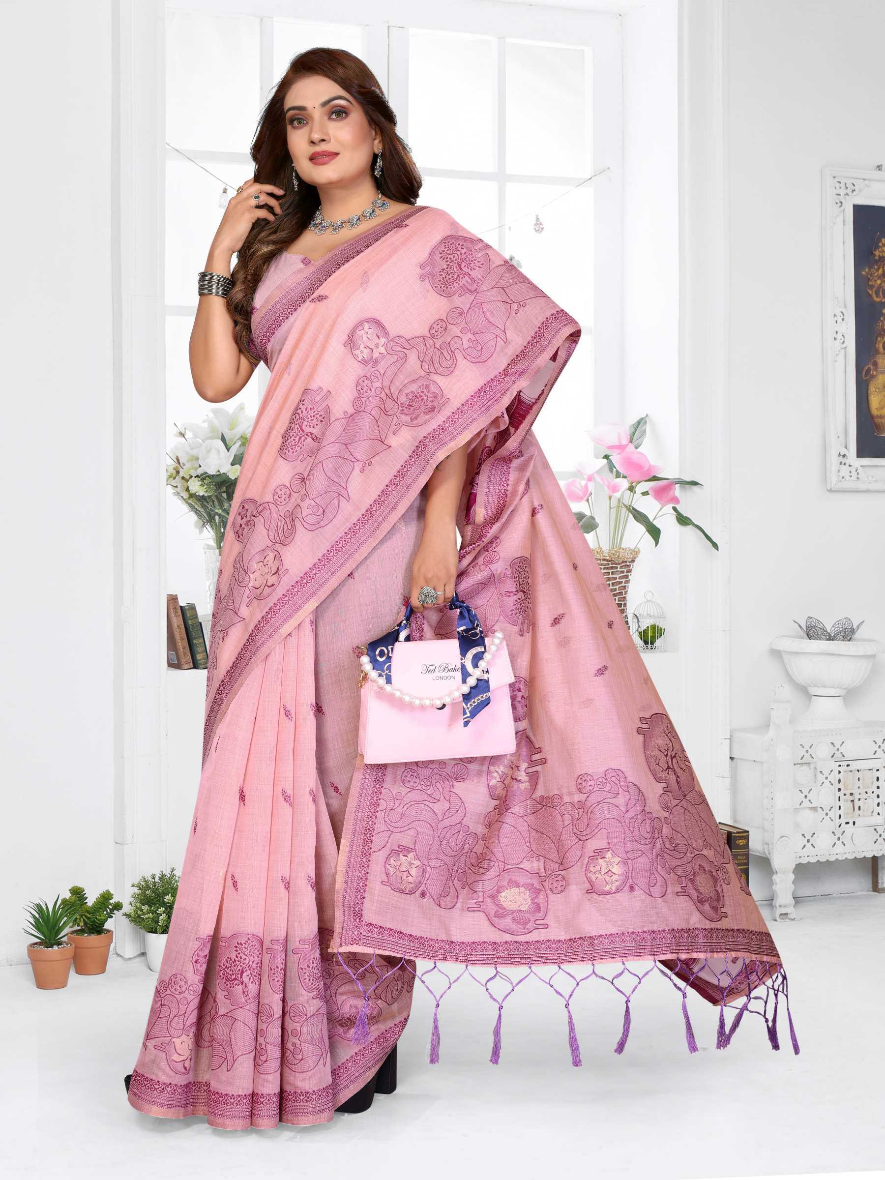 YNF Wholesale Cotton Jacquard Saree RIN144 Tanvi | Surat Manufacturer
