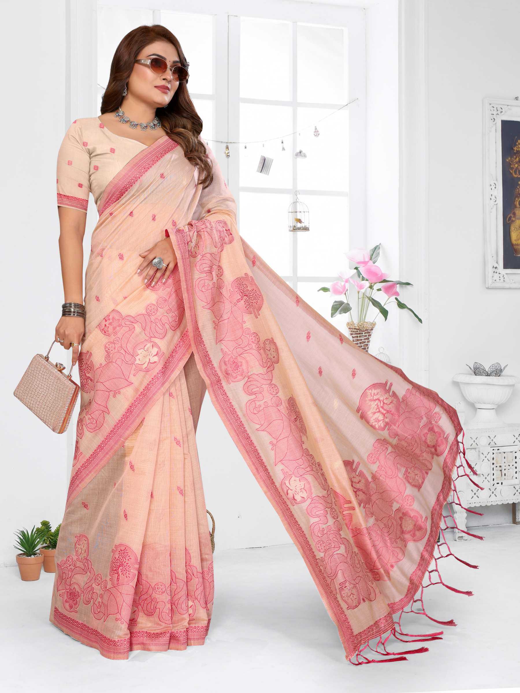 YNF Wholesale Cotton Jacquard Saree RIN144 Tanvi | Surat Manufacturer