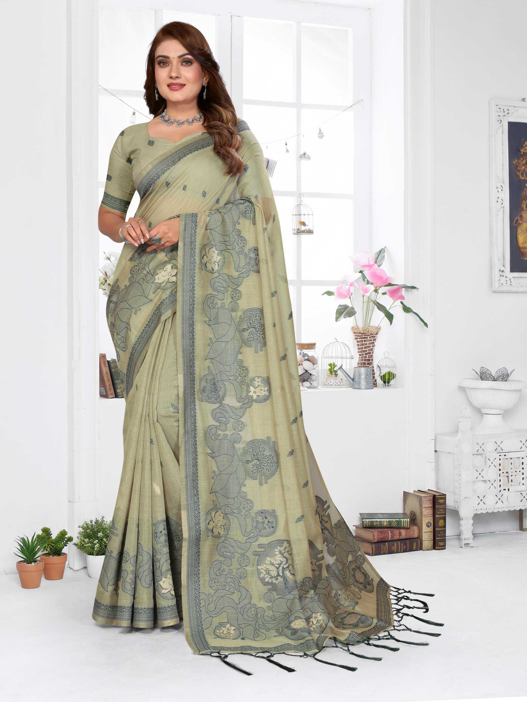YNF Wholesale Cotton Jacquard Saree RIN144 Tanvi | Surat Manufacturer