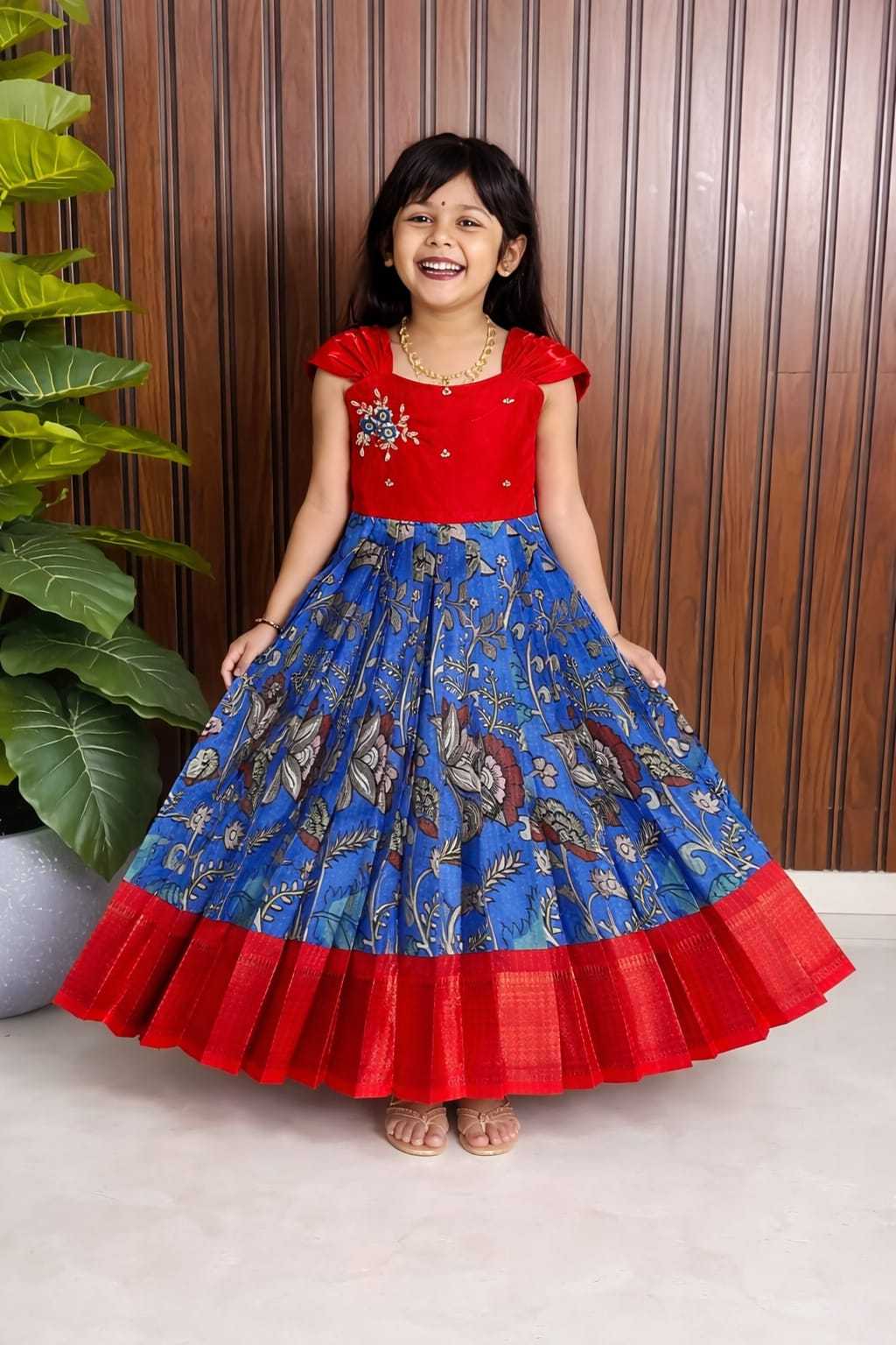 YNF Wholesale Pure Silk Kids Gown RIN161 Go | Surat Manufacturer