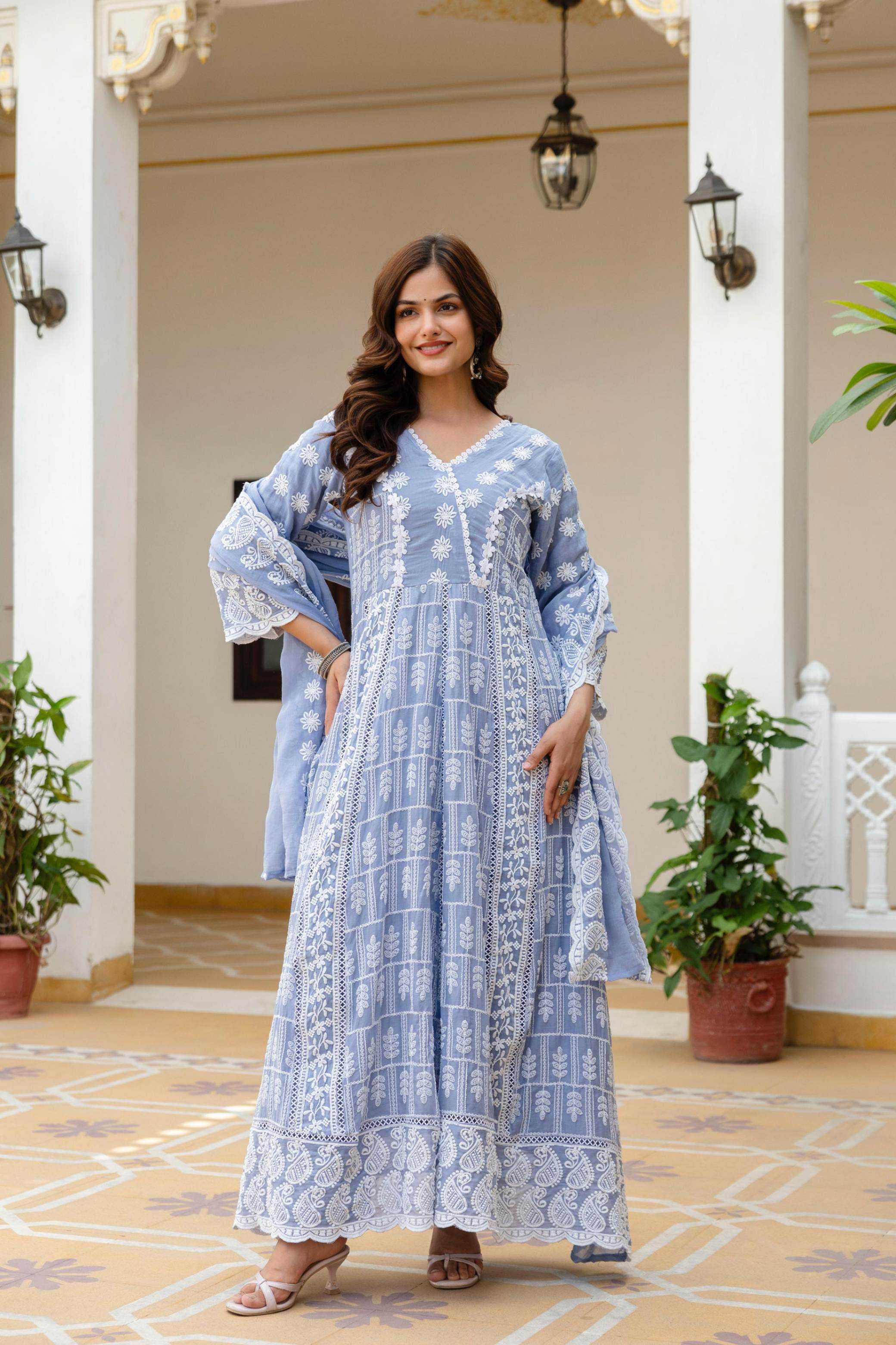 YNF Wholesale Muslin Cotton Wedding Gown  | Surat Manufacturer