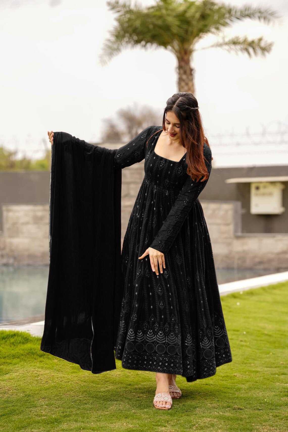 YNF Wholesale Georgette Embroidery Gowns KESH334 Salsa | Surat Manufacturer