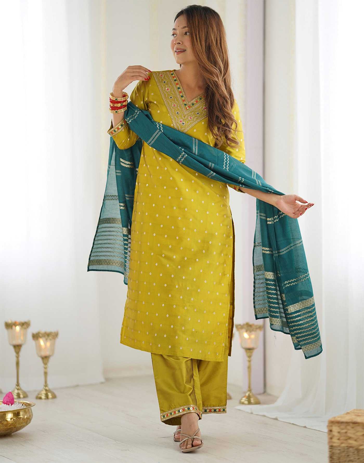 YNF Wholesale Jacquard Embroidery Suits KESH334 Kasturi | Surat Manufacturer