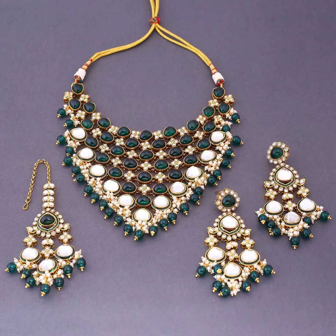 YNF Wholesale Brass Designer Crystal Necklaces KESH494 | Surat Manufacturer