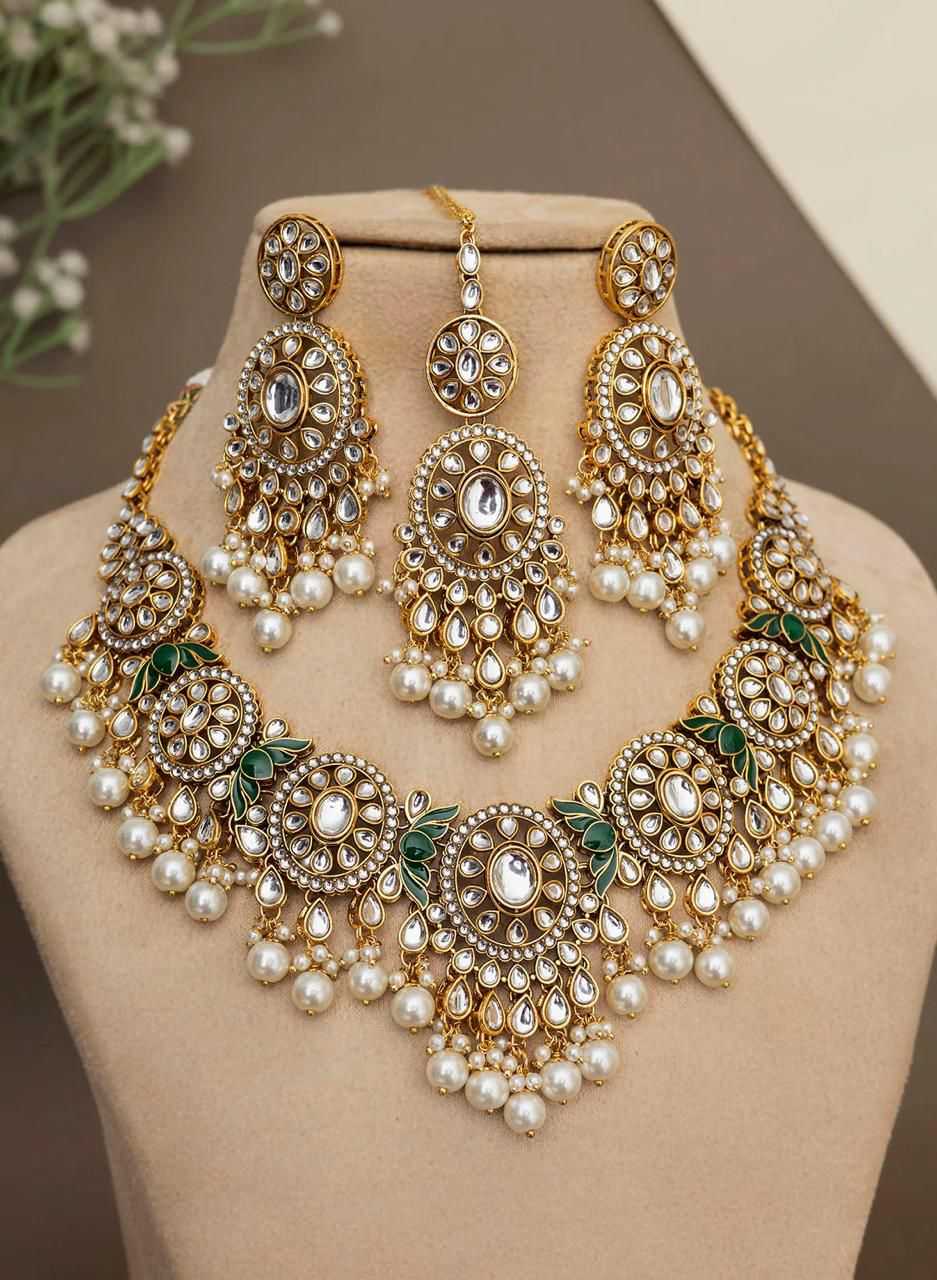 YNF Wholesale Brass Designer Crystal Necklaces KESH494 | Surat Manufacturer