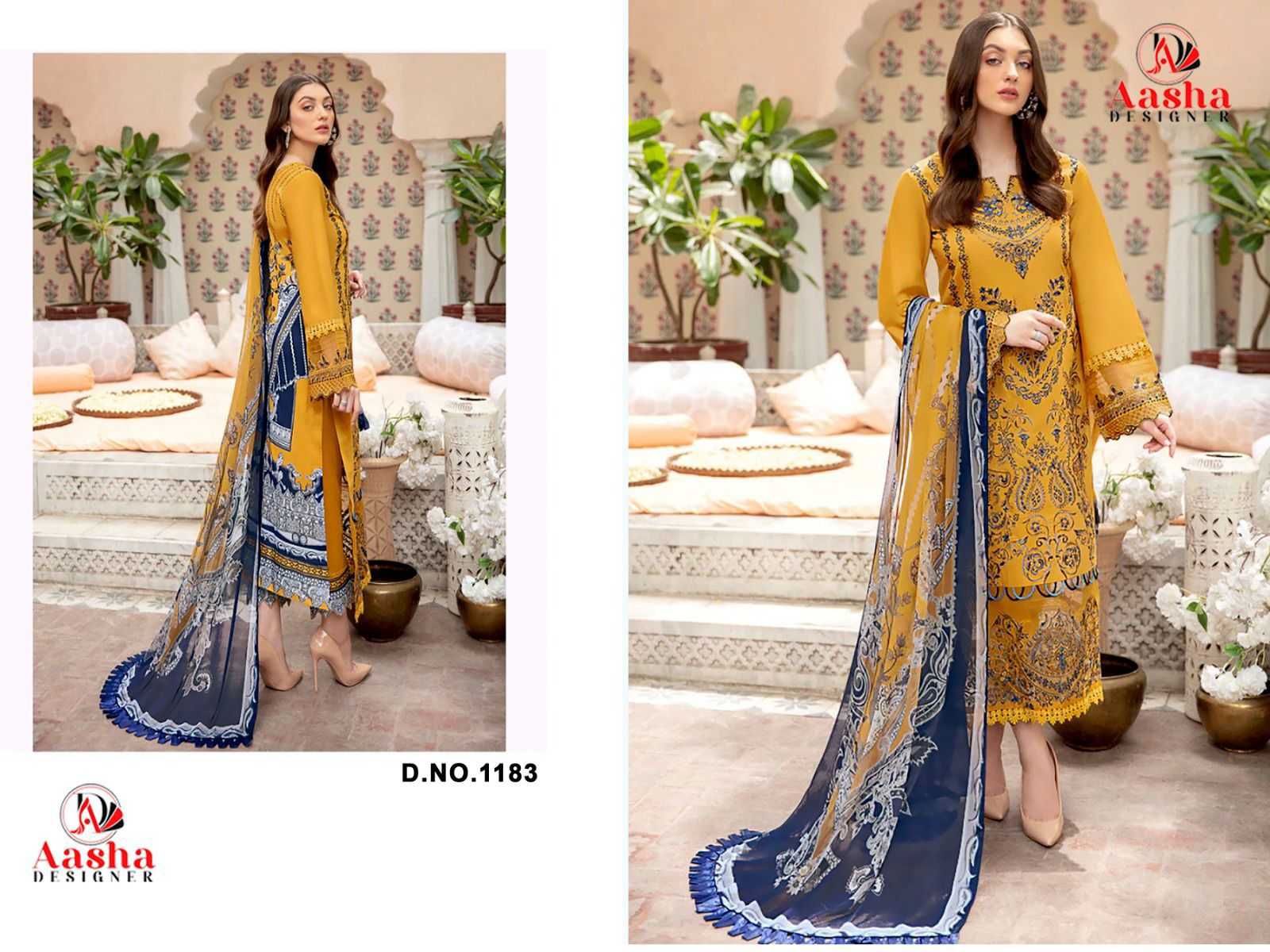 YNF Wholesale Chiffon Cotton Unstitched Suits KESH586 AASHA 1183 | Surat Manufacturer