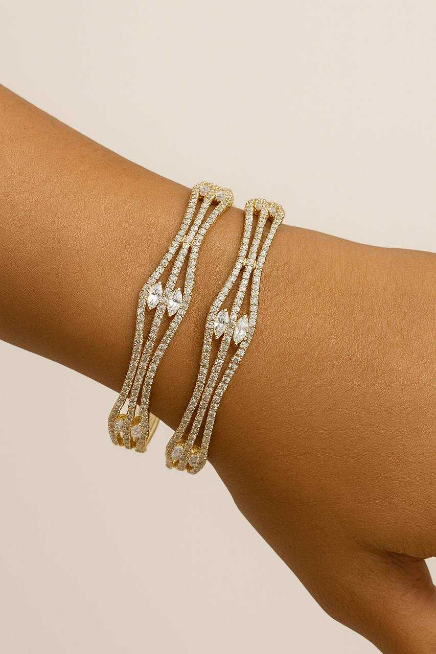 YNF Wholesale Gold Plated AD Diamond Bangles | Surat Manufacturer