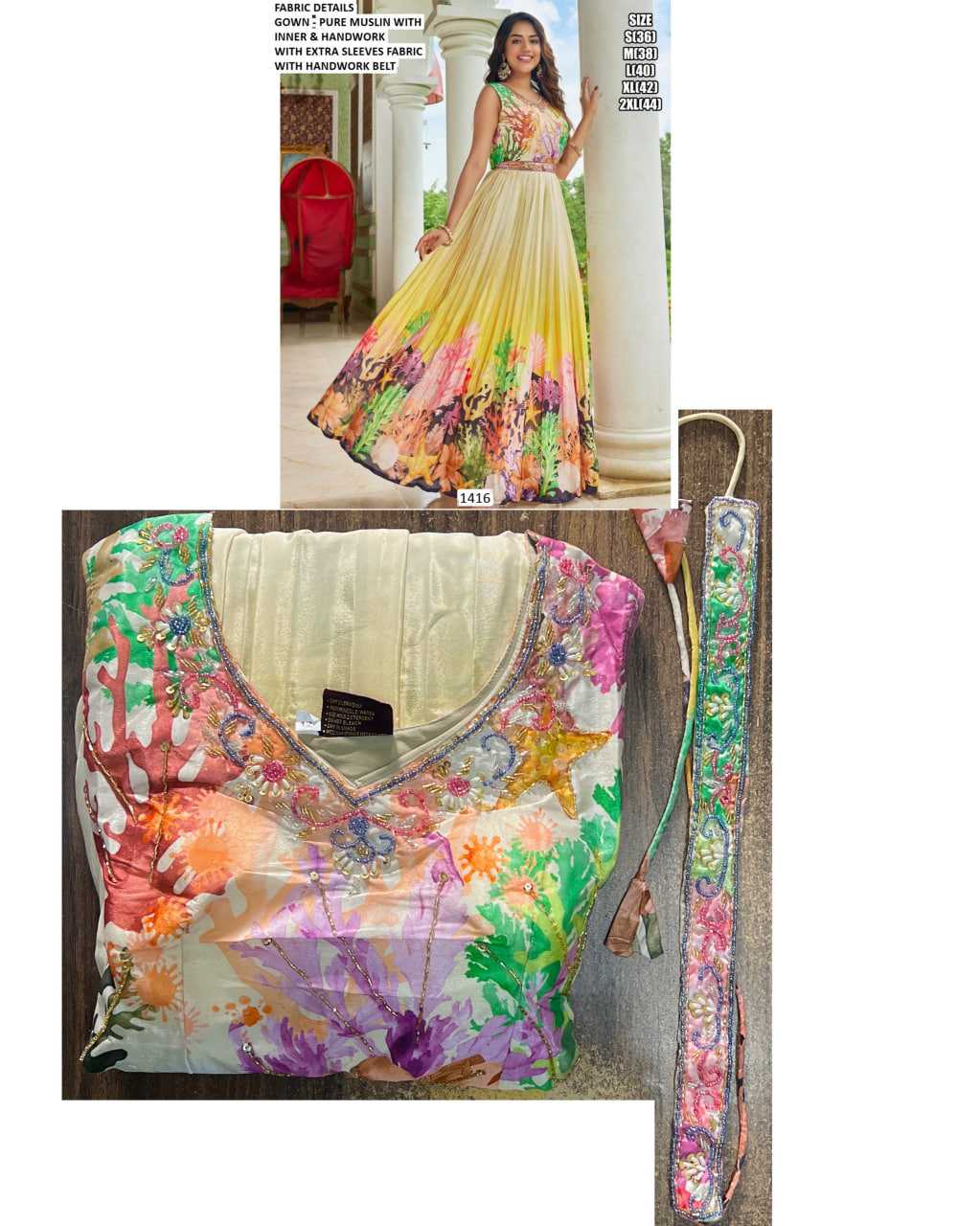 YNF Wholesale Heavy Muslin Fancy Gowns KESH481 SAHIL | Surat Manufacturer