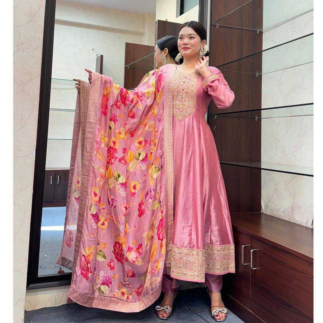 YNF Wholesale Heavy Roman Silk Embroidery Gowns KESH501 NISHA | Surat Manufacturer