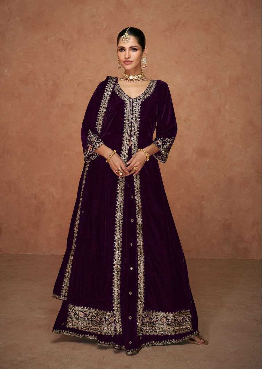 YNF Wholesale Velvet Embroidery Gowns KESH587 PALKI | Surat Manufacturer