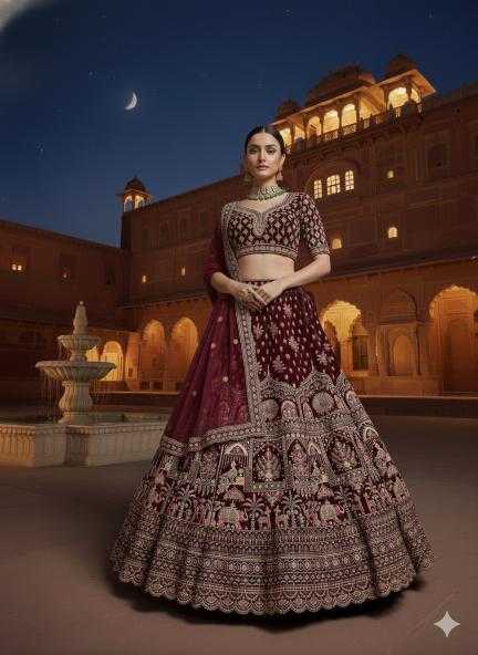 YNF Wholesale Velvet Embroidered Lehenga KESH639 008 | Surat Manufacturer