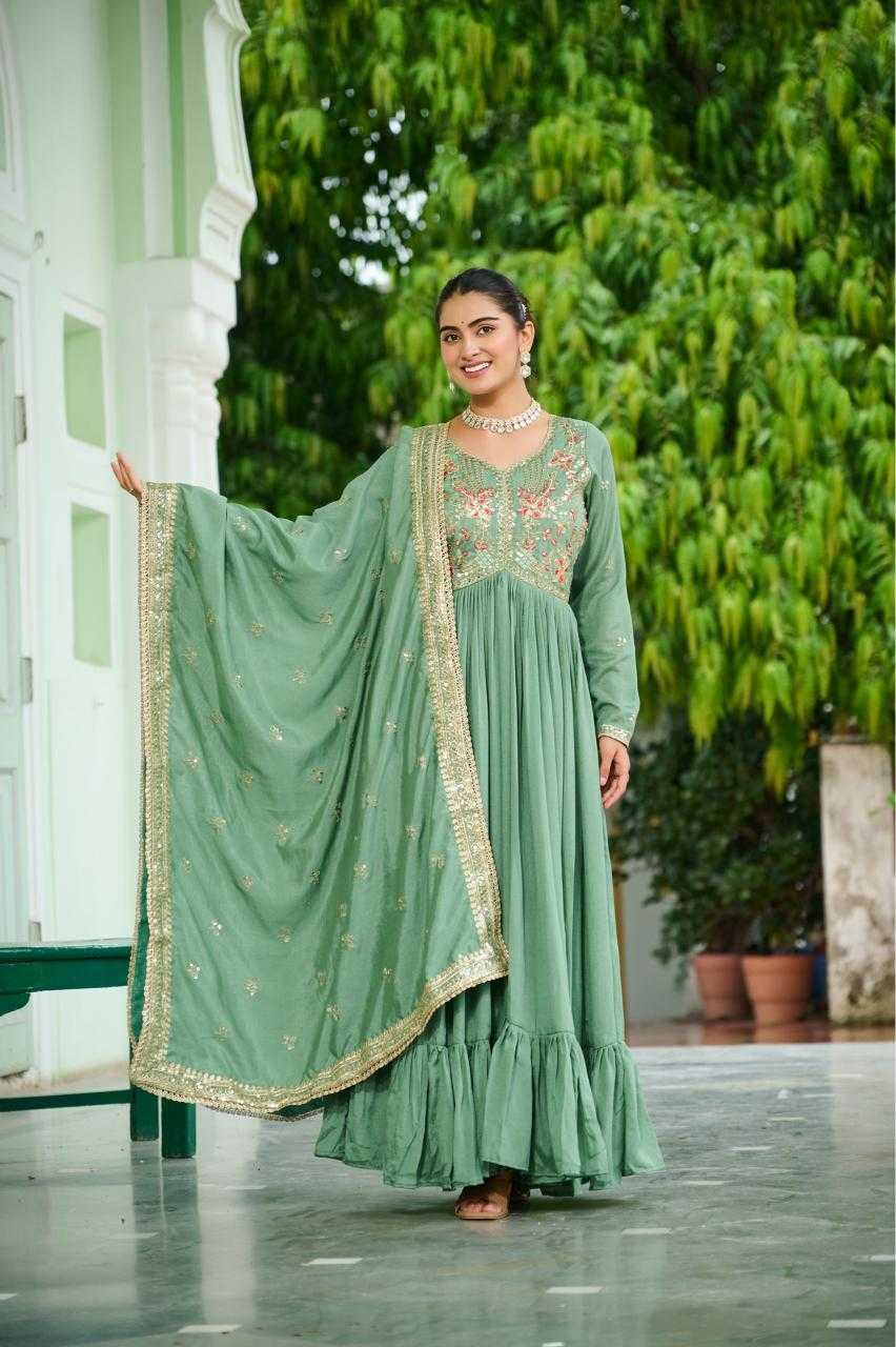 YNF Wholesale Vichitra Silk Embroidery Gowns KESH530 PALLAVI | Surat Manufacturer