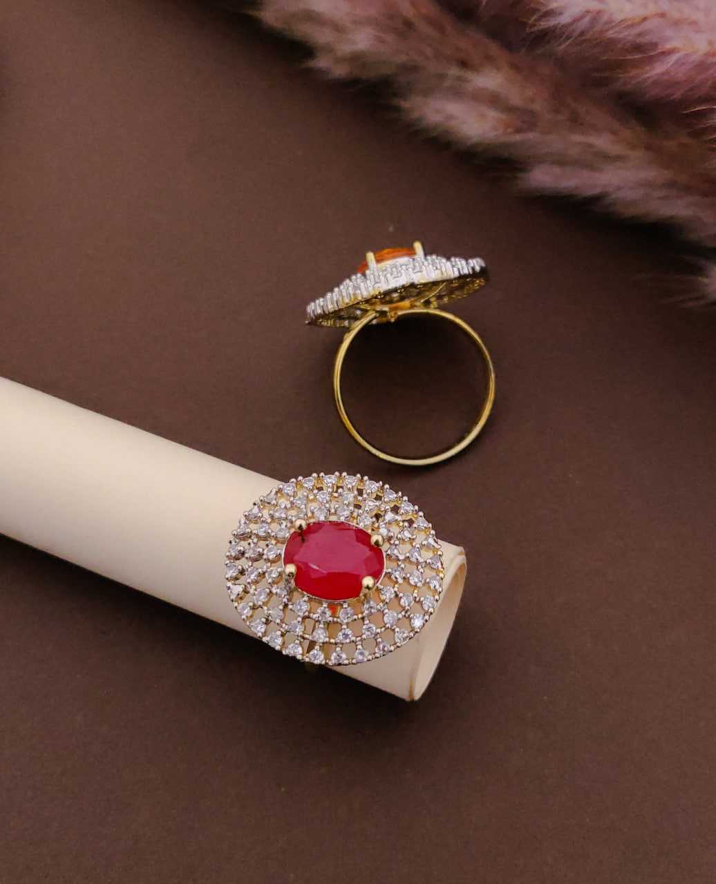 YNF Wholesale Brass AD Diamond Rings KESH191 128 | Surat Manufacturer